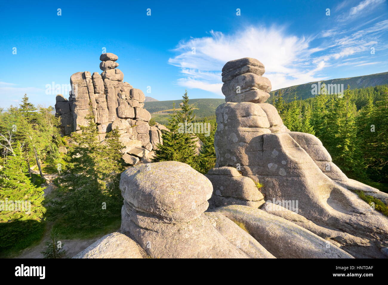 Pielgrzymy, Rock formation in Karkonosze Mountains, National Park, Poland Stock Photo