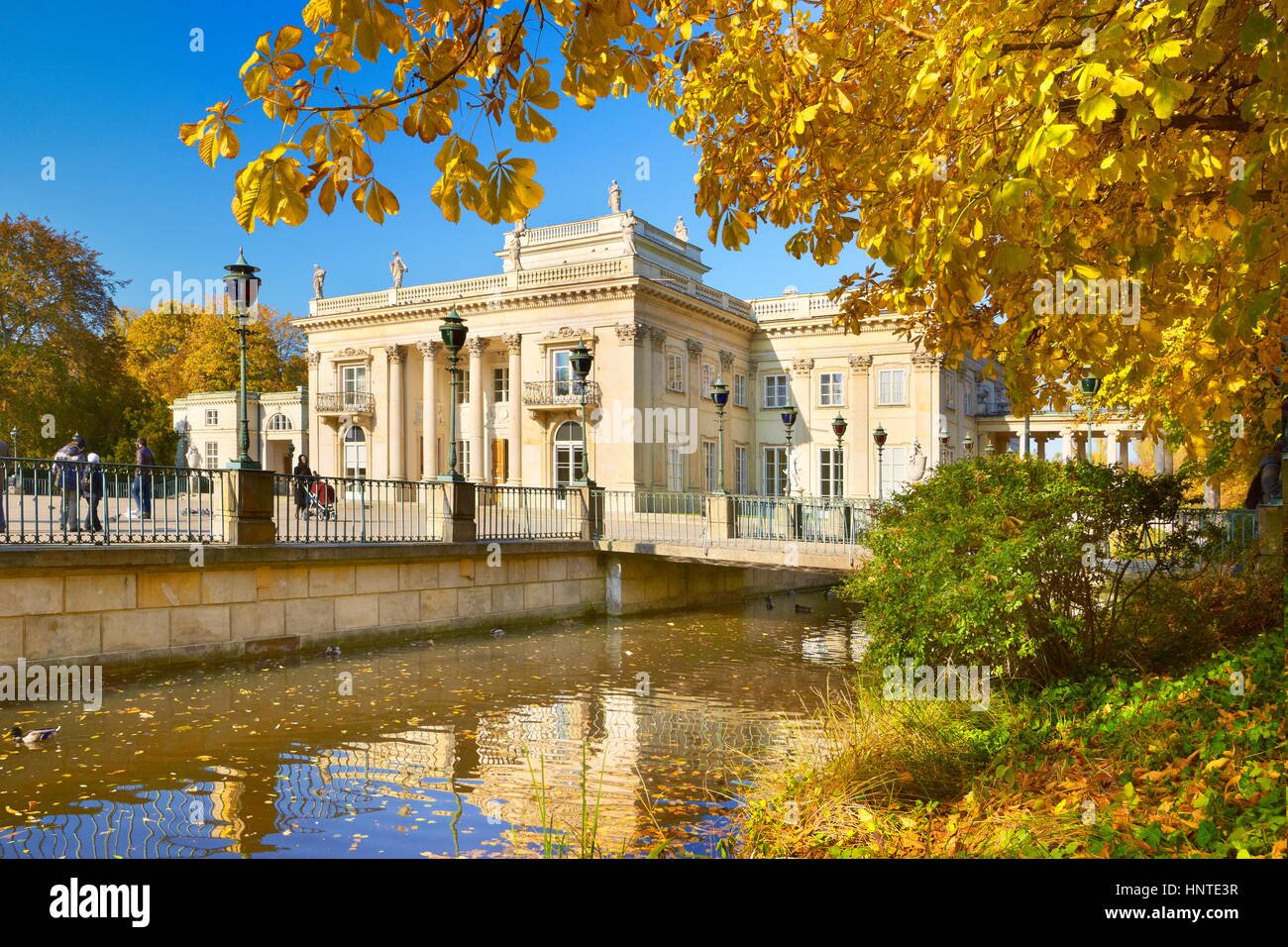 Royal Palace, Lazienki Park in autumn colors, Warsaw, Poland Stock Photo