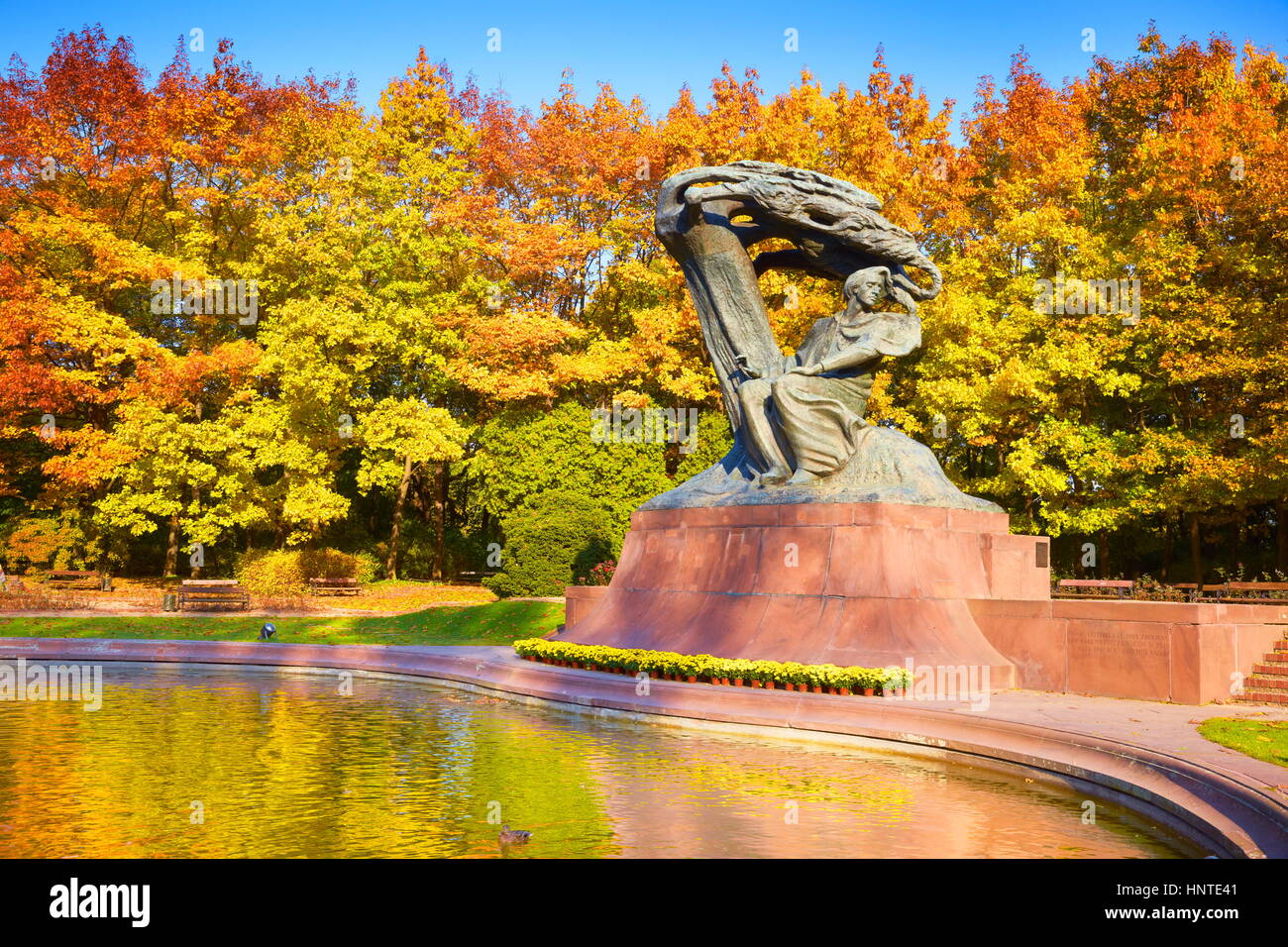 Chopin monument in autumn Lazienki Park, Warszawa, Poland Stock Photo