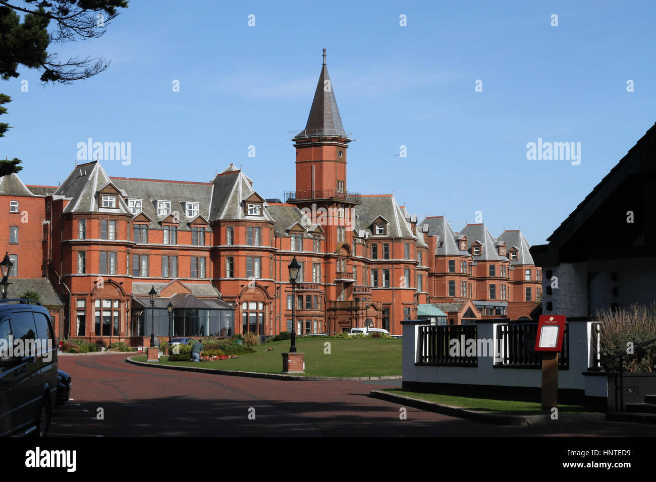 The Slieve Donard Hotel, part of Hastings Hotels, on the coast of Northern Ireland,at Newcastle County Down. Stock Photo