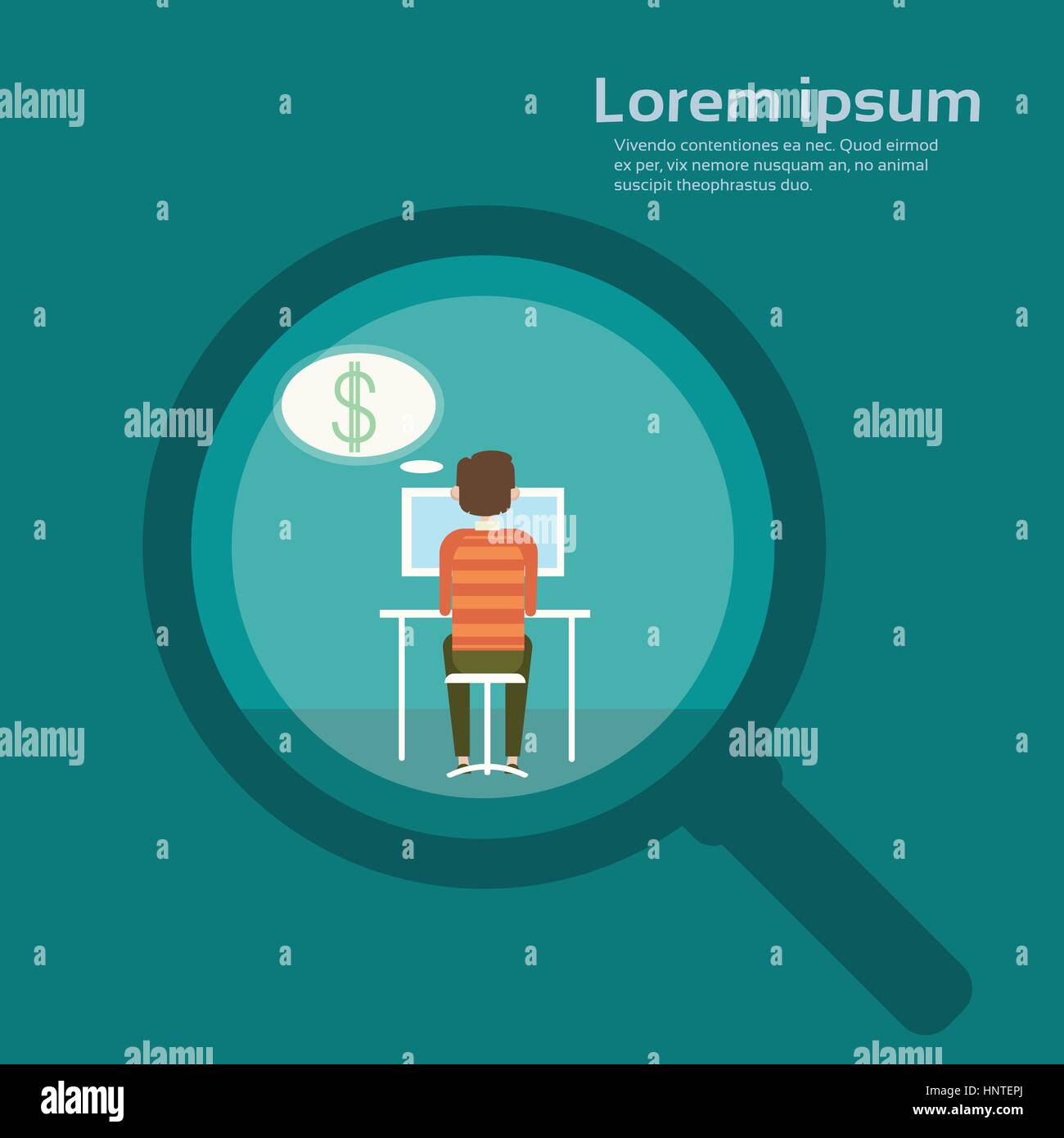 Man using computer back view Stock Vector Images - Alamy