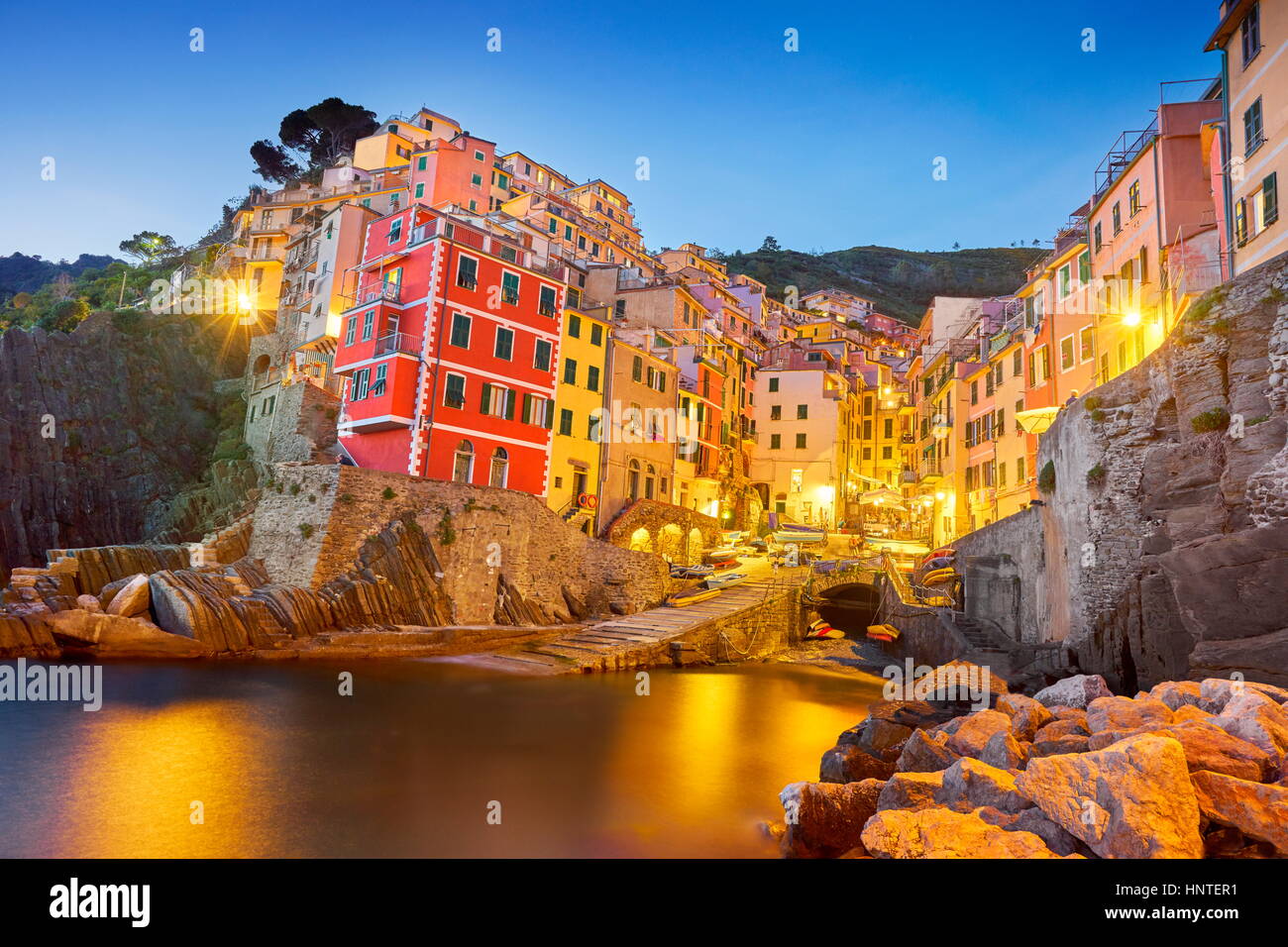 Riomaggiore At Evening Dusk Riviera De Levanto Cinque Terre Liguria Riomaggiore At Evening Dusk Riviera De Levanto Cinque Terre Liguria