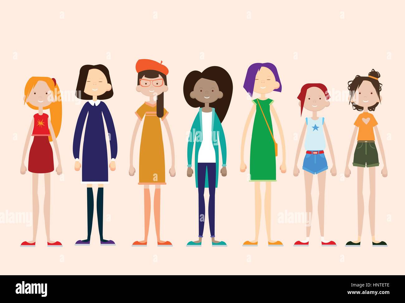 Woman Group Casual People Big Crowd Diverse Ethnic Mix Race Banner