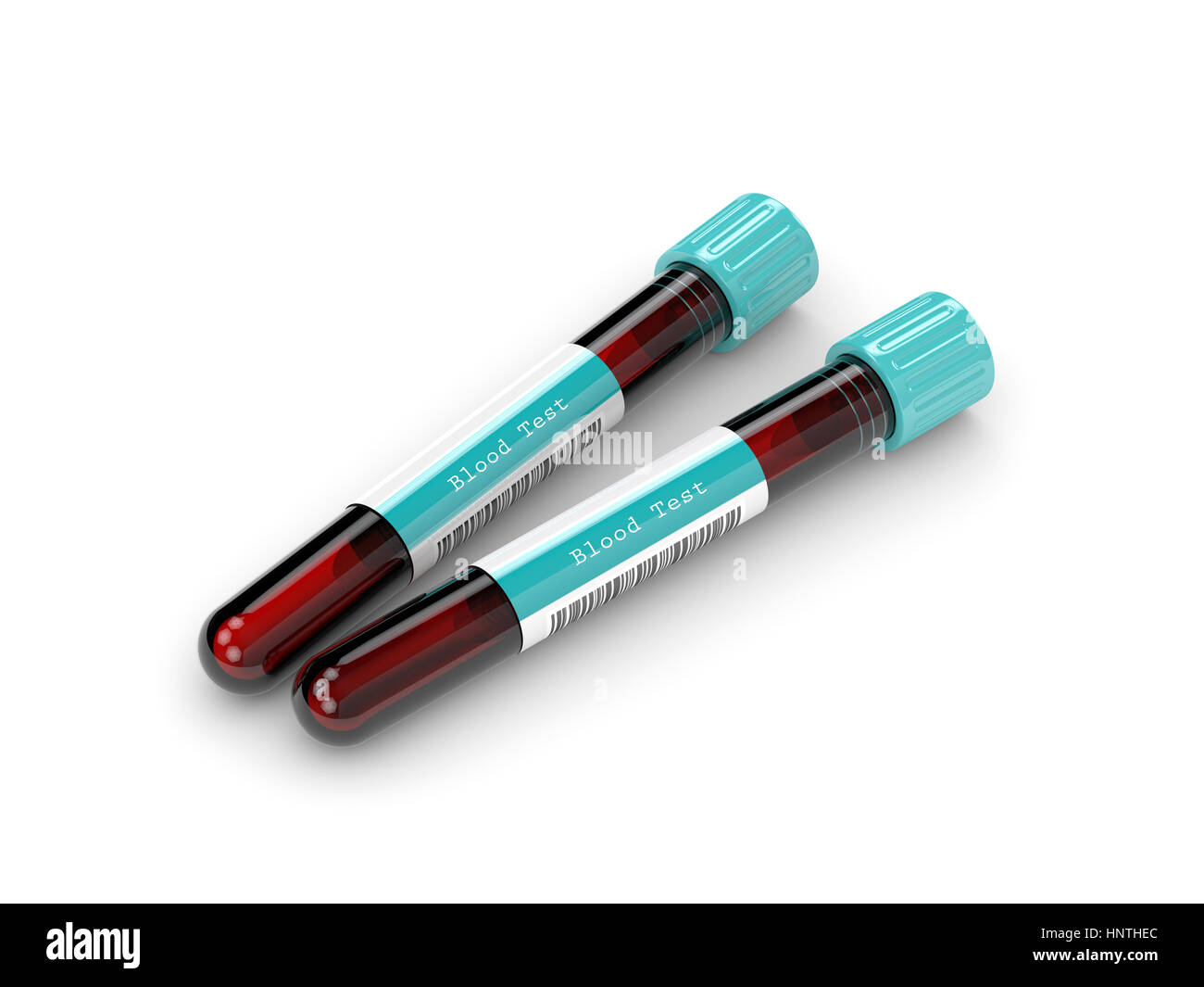 3D rendering of test tube blood sample isolated over white background ...