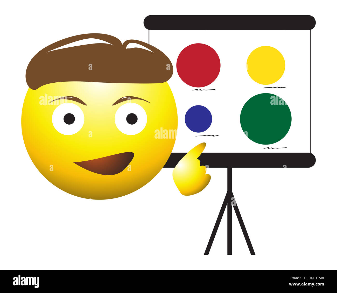 A business man with a projector emoticon isolated on a white background Stock Photo