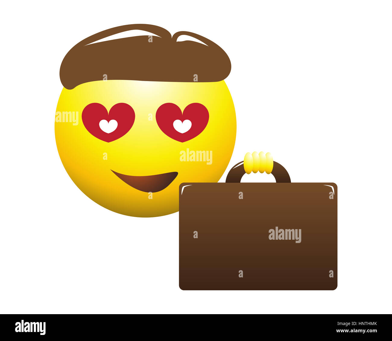 An in love business man emoticon isolated on a white background Stock Photo