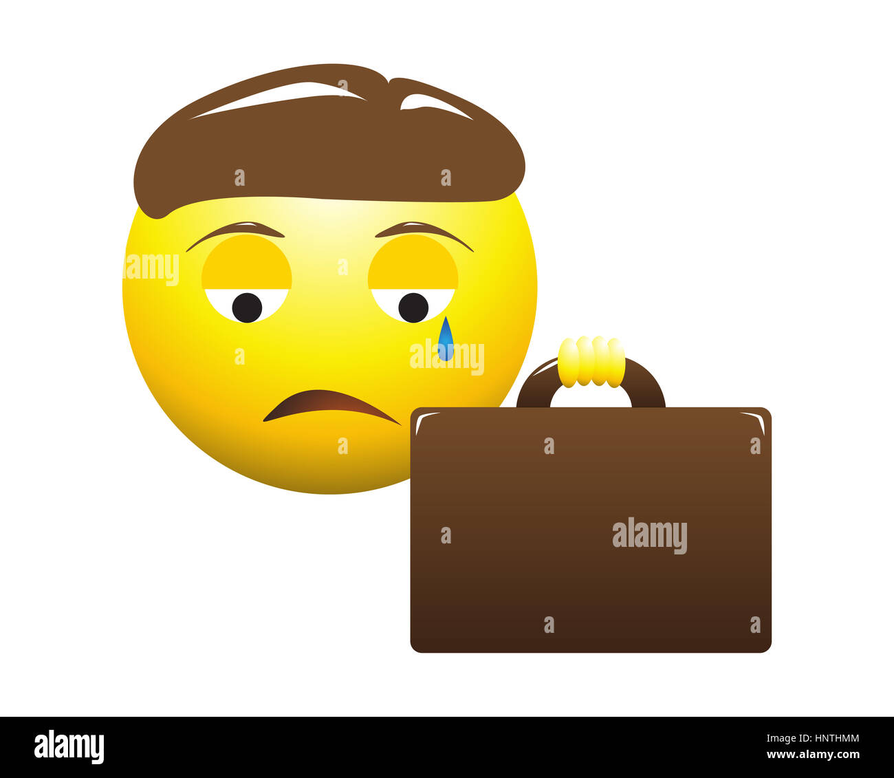 A sad business man emoticon isolated on a white background Stock Photo