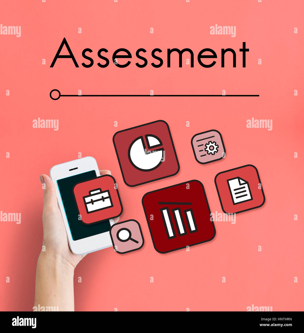 Assessment Strategy Evaluation Prioritize Icons Stock Photo