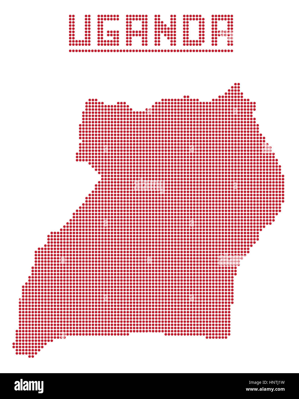 A dot map of Uganda Africa isolated on a white background Stock Photo