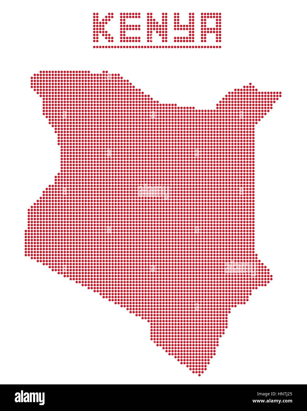 A dot map of Kenya Africa isolated on a white background Stock Photo