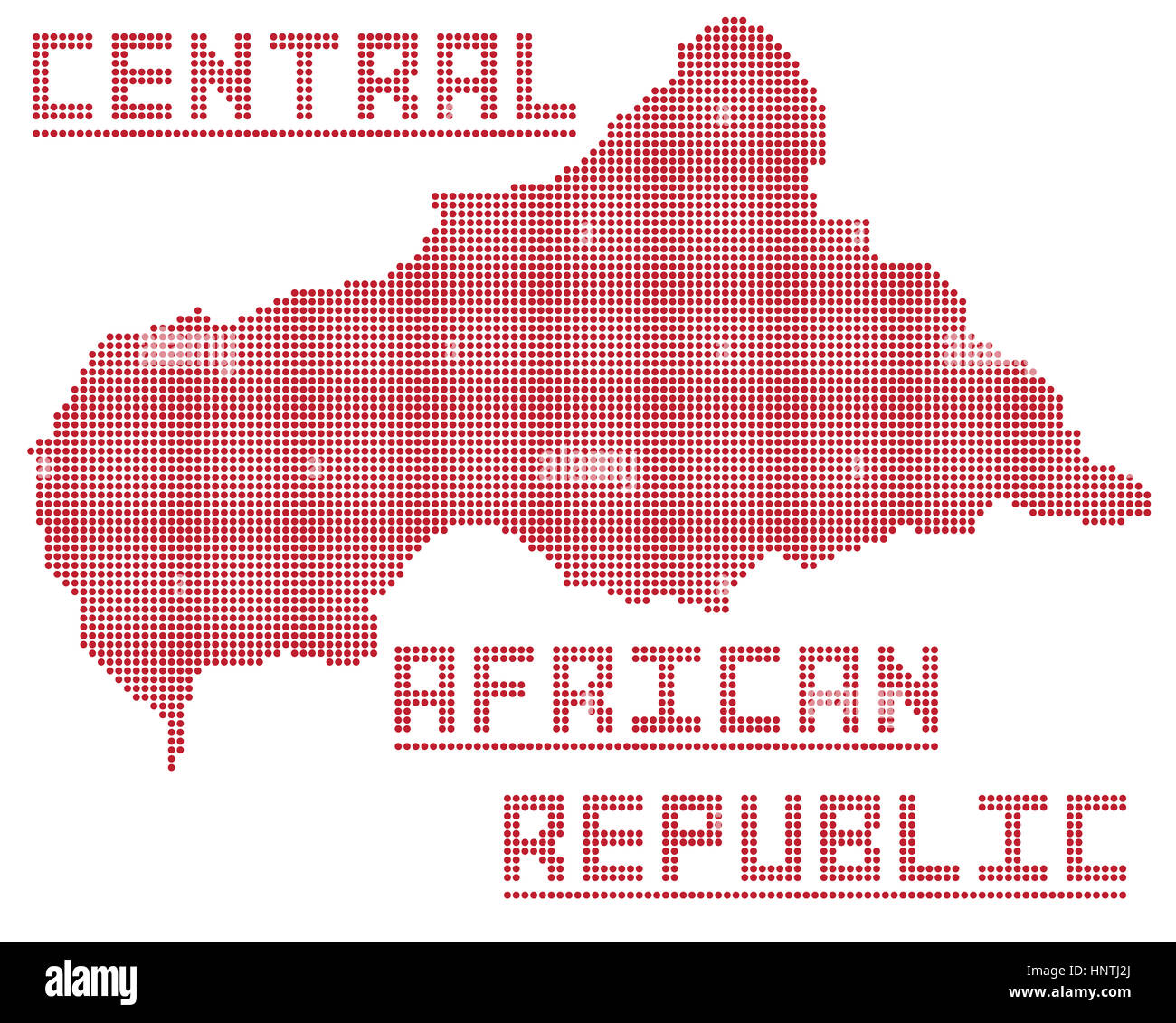 A dot map of the central african republic isolated on a white ...