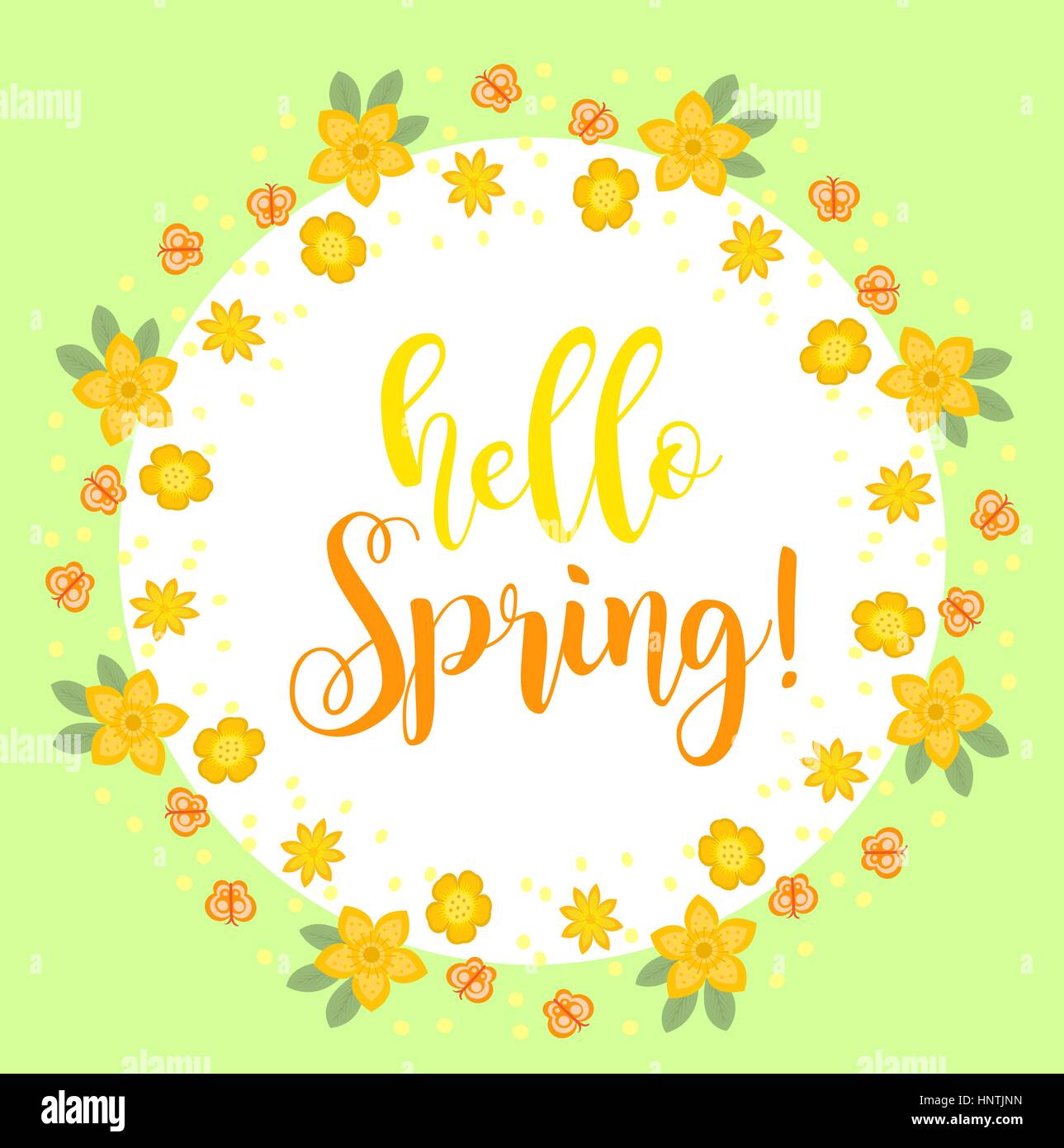 Hello Spring Photo Frame Hello Spring floral frame for text, isolated on white background ...