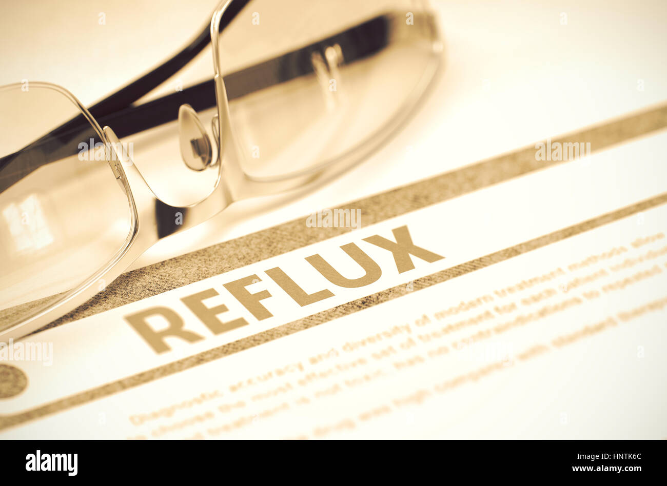 Reflux. Medical Concept on Red Background. 3D Illustration. Stock Photo