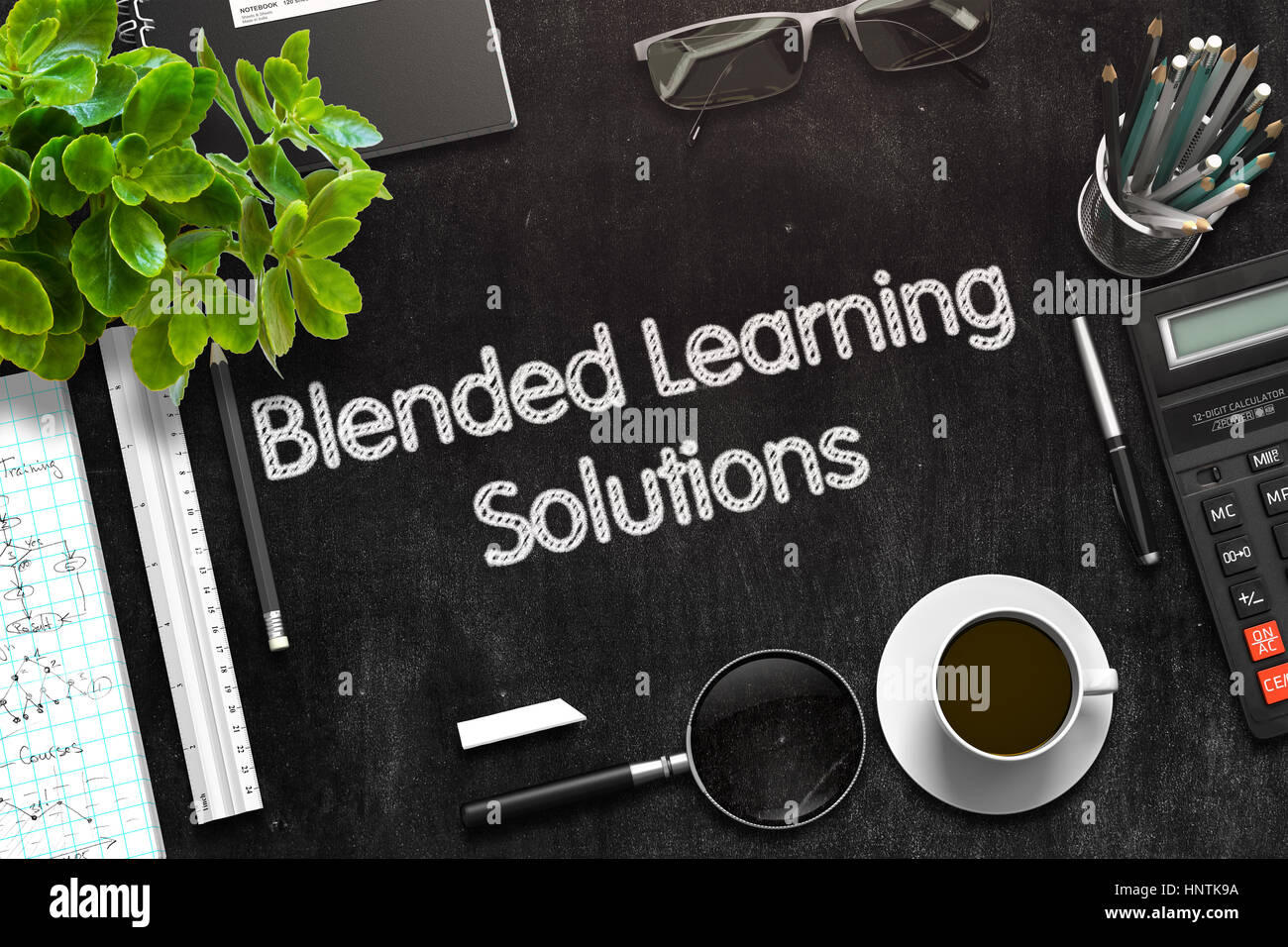 Blended Learning Solutions Concept. 3D render. Stock Photo
