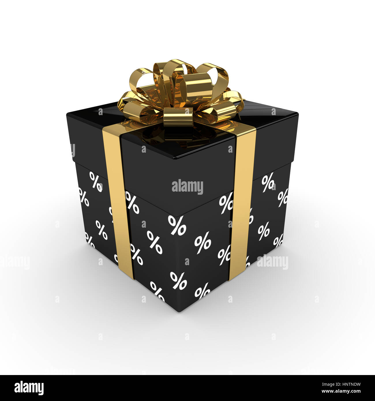 3d rendering of gift box with golden ribbon isolated over white ...