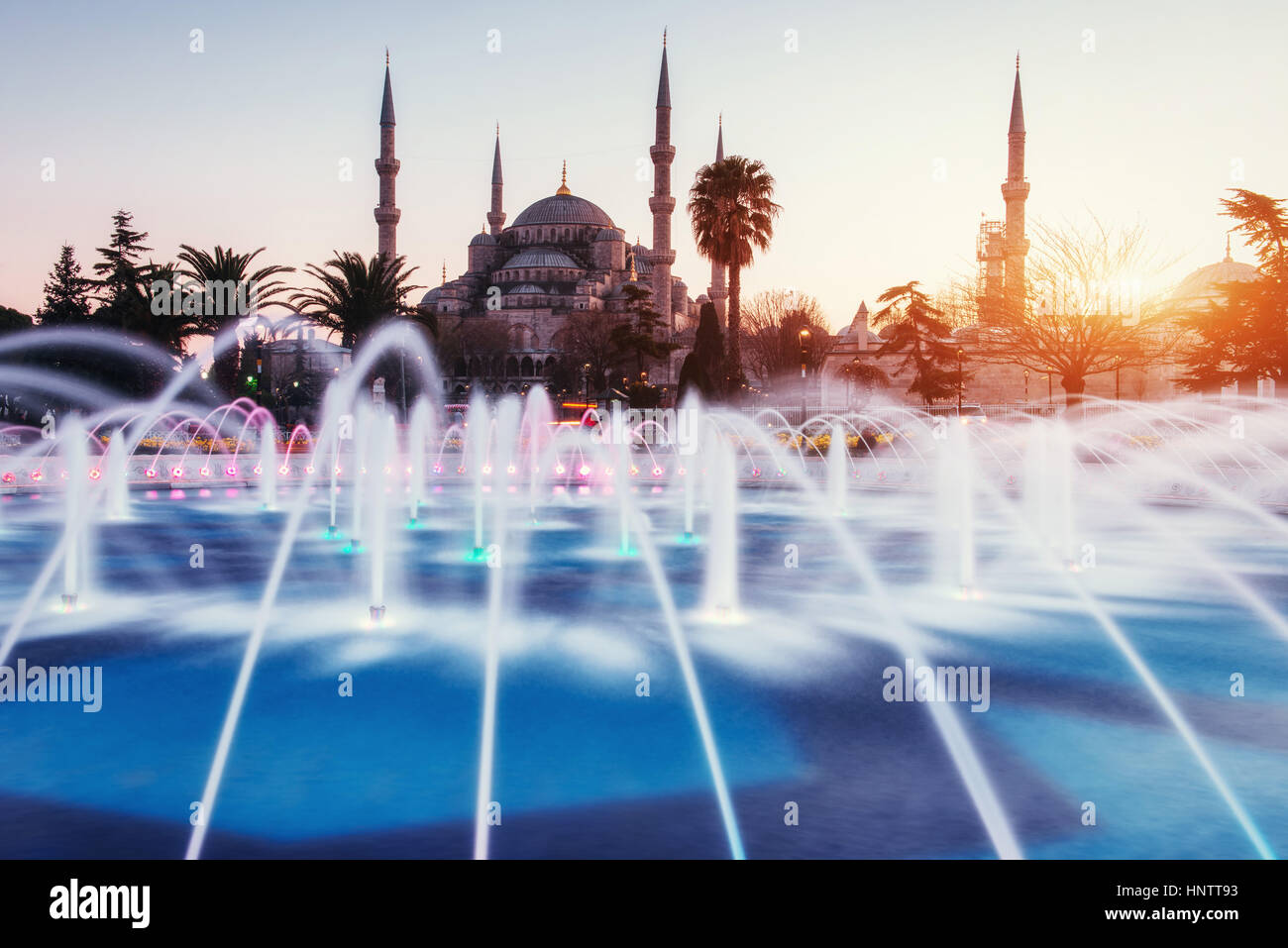 Sultan Ahmed Mosque Illuminated Istanbul, Turkey Stock Photo - Alamy