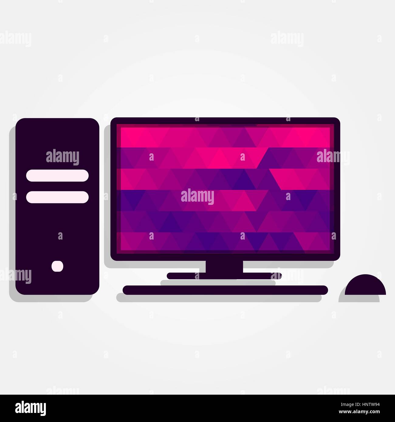 PC with a colored triangles forming a gradient, purple to pink, on the ...