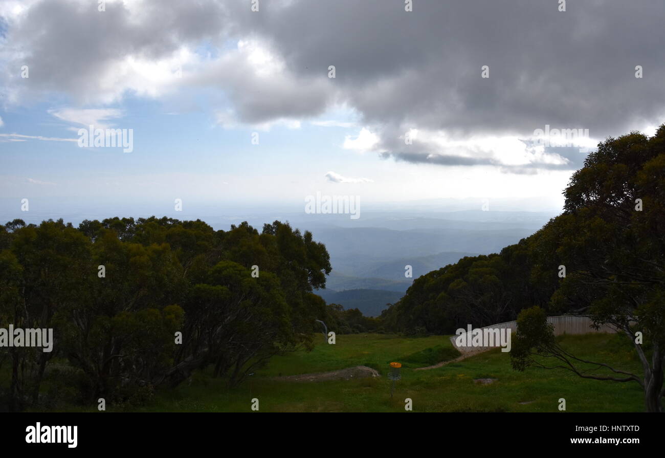 View from the top of Mt Baw Baw on a cloudy day. Mount Baw Baw is a