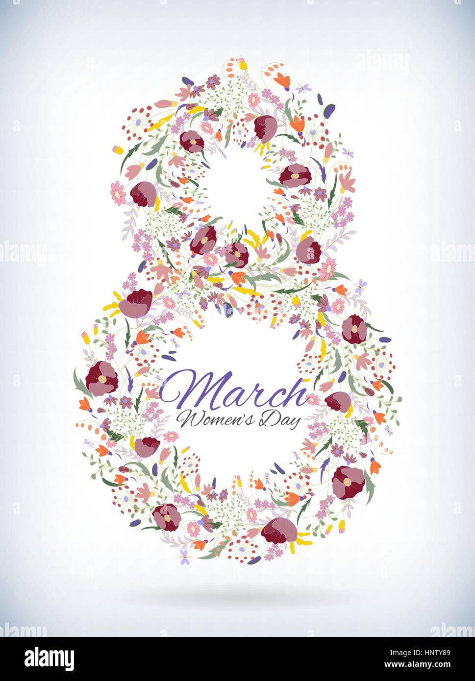 Number eight 8 of flowers. Sketch element for international womens day ...