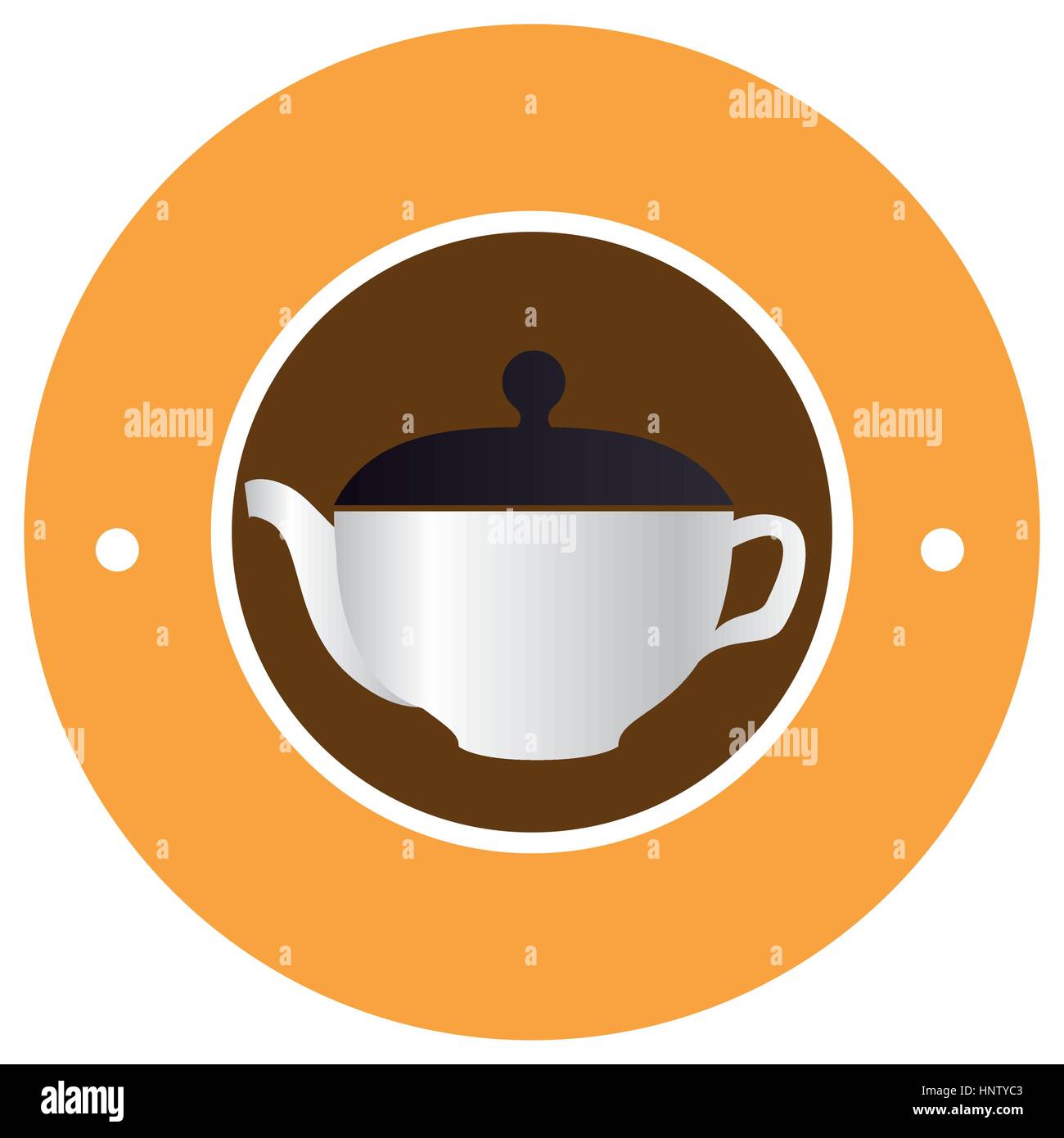 circular border with realistic silhouette with tea kettle vector ...