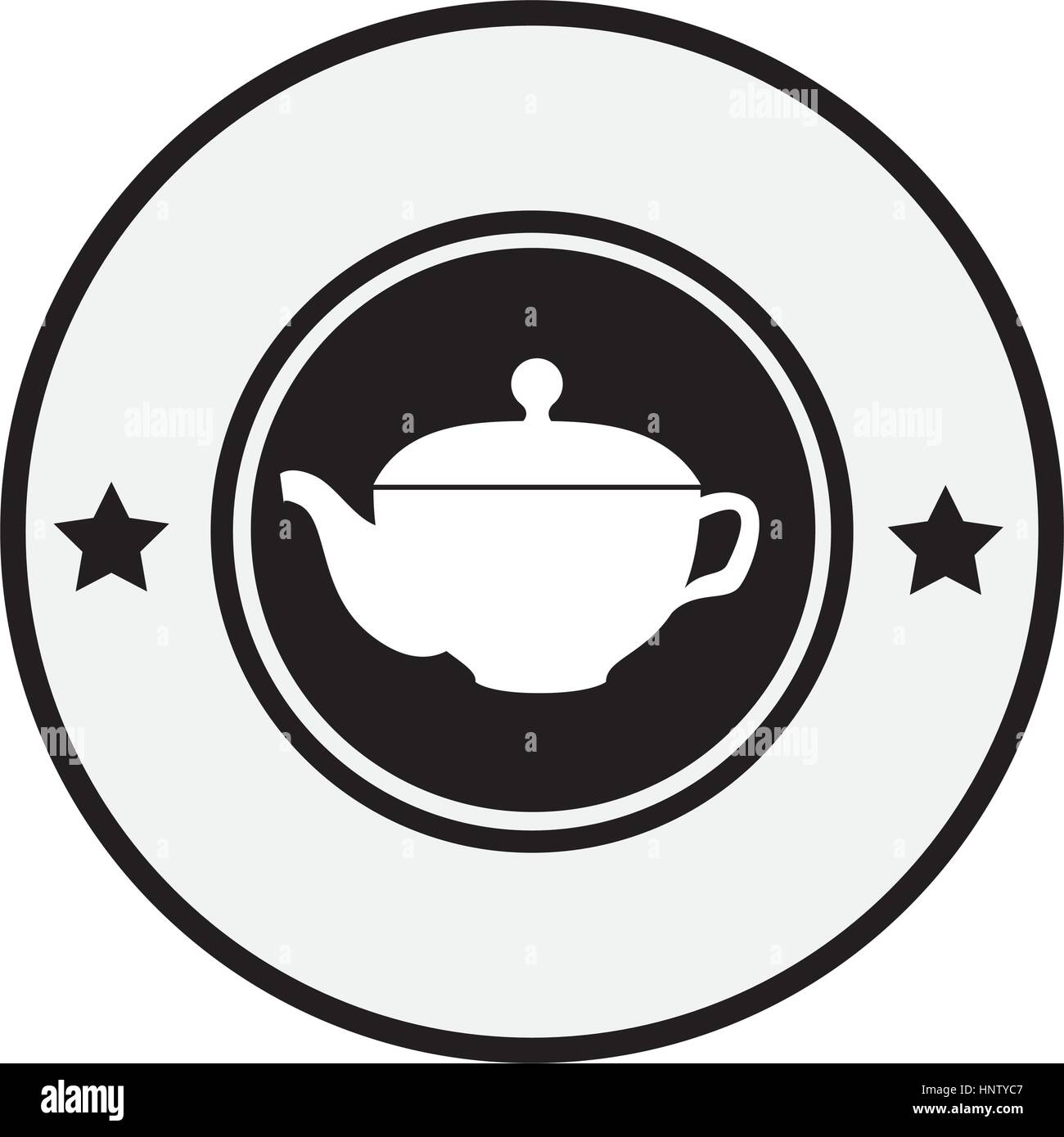 monochrome circular border with silhouette with tea kettle vector ...