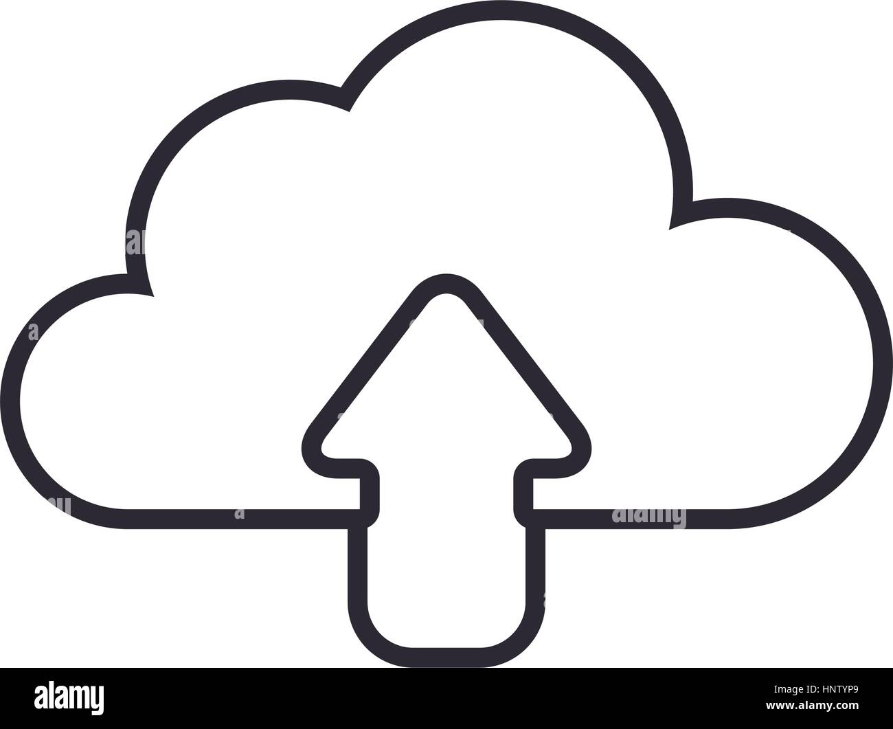 monochrome contour with cloud upload service vector illustration Stock ...