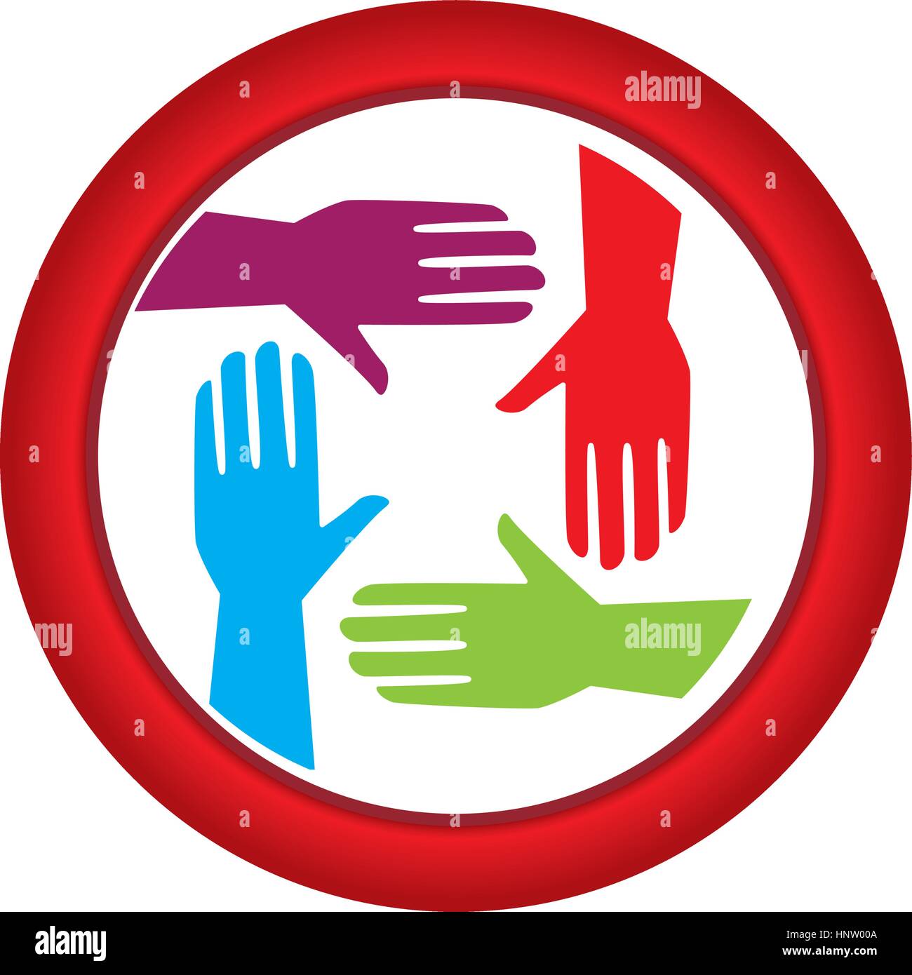 circular frame with colorful hands teamwork icon design vector ...