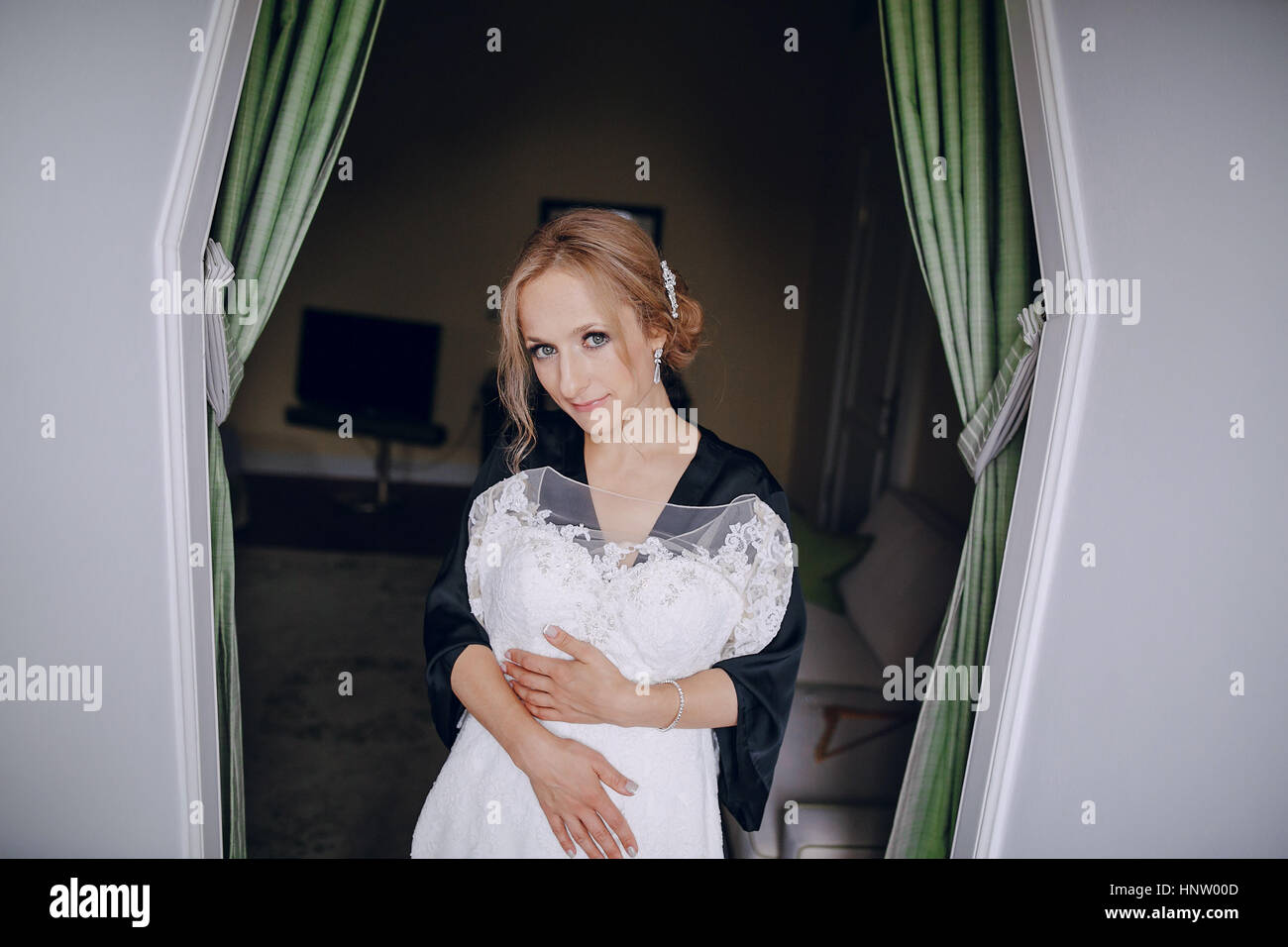 Bride with wedding dress Stock Photo