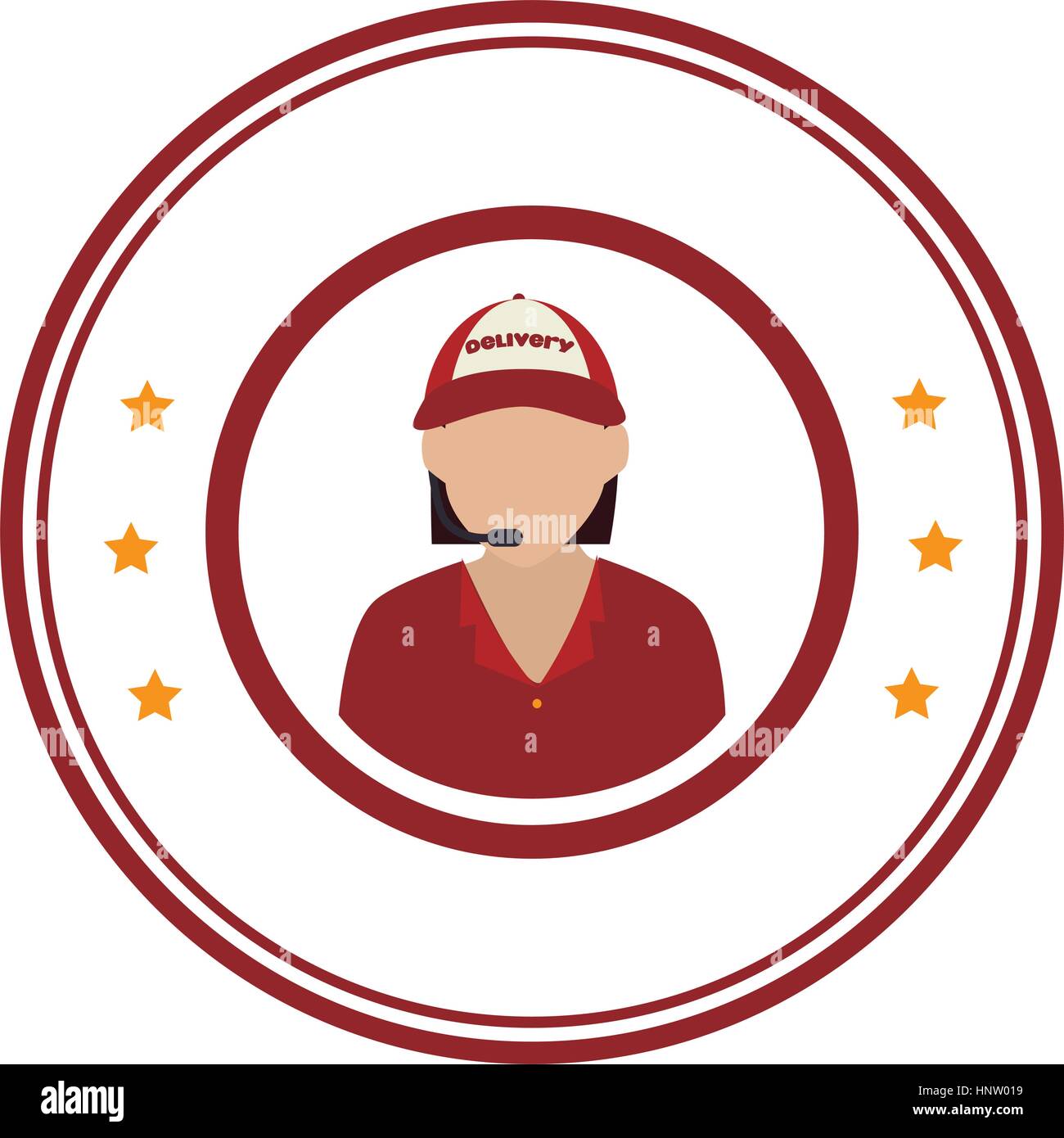 colorful circular emblem with male customer service vector illustration ...