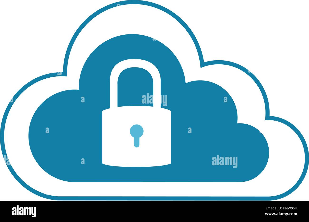 color silhouette with cloud service with padlock vector illustration ...