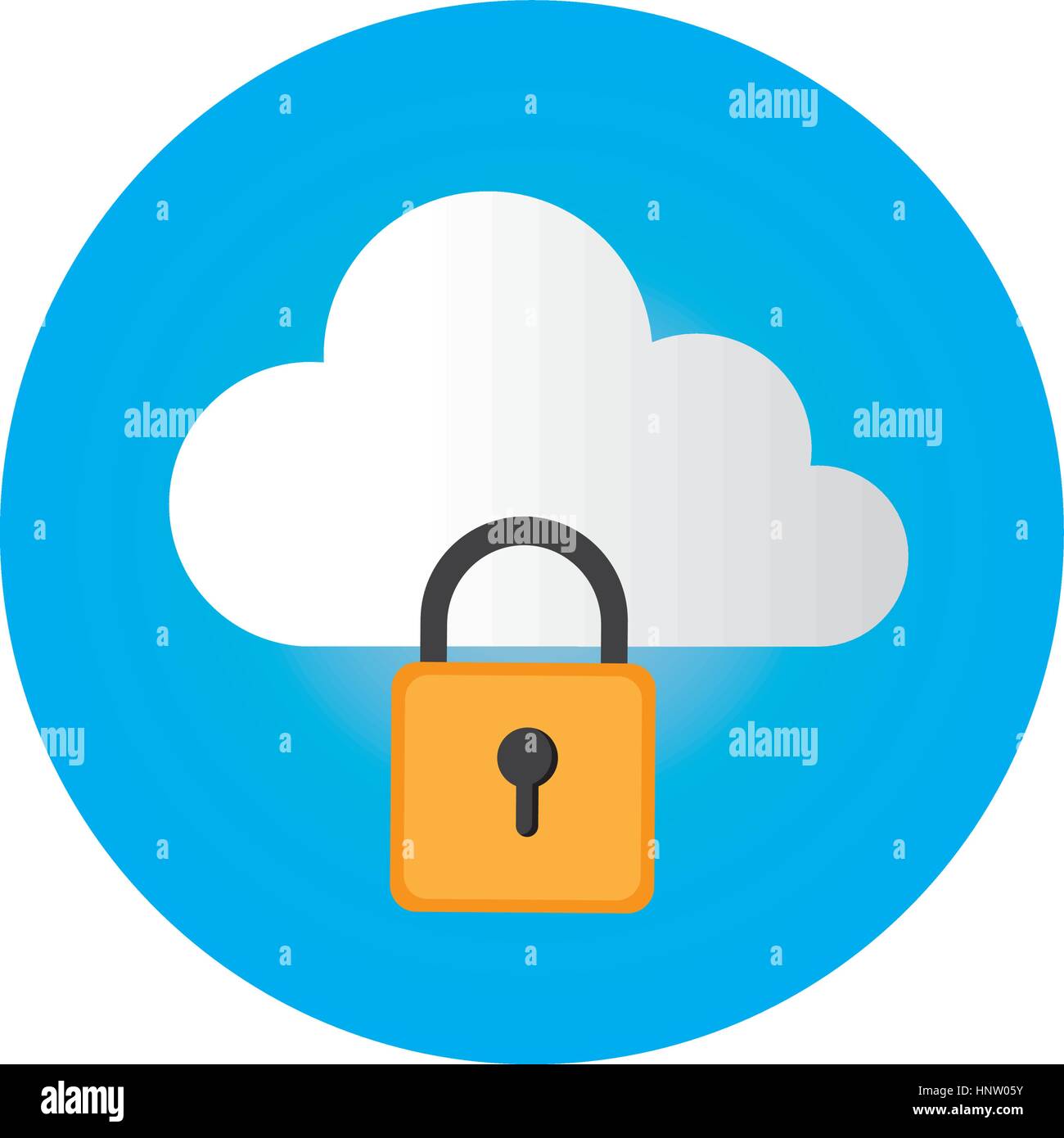 color circular frame with secure padlock cloud service vector ...