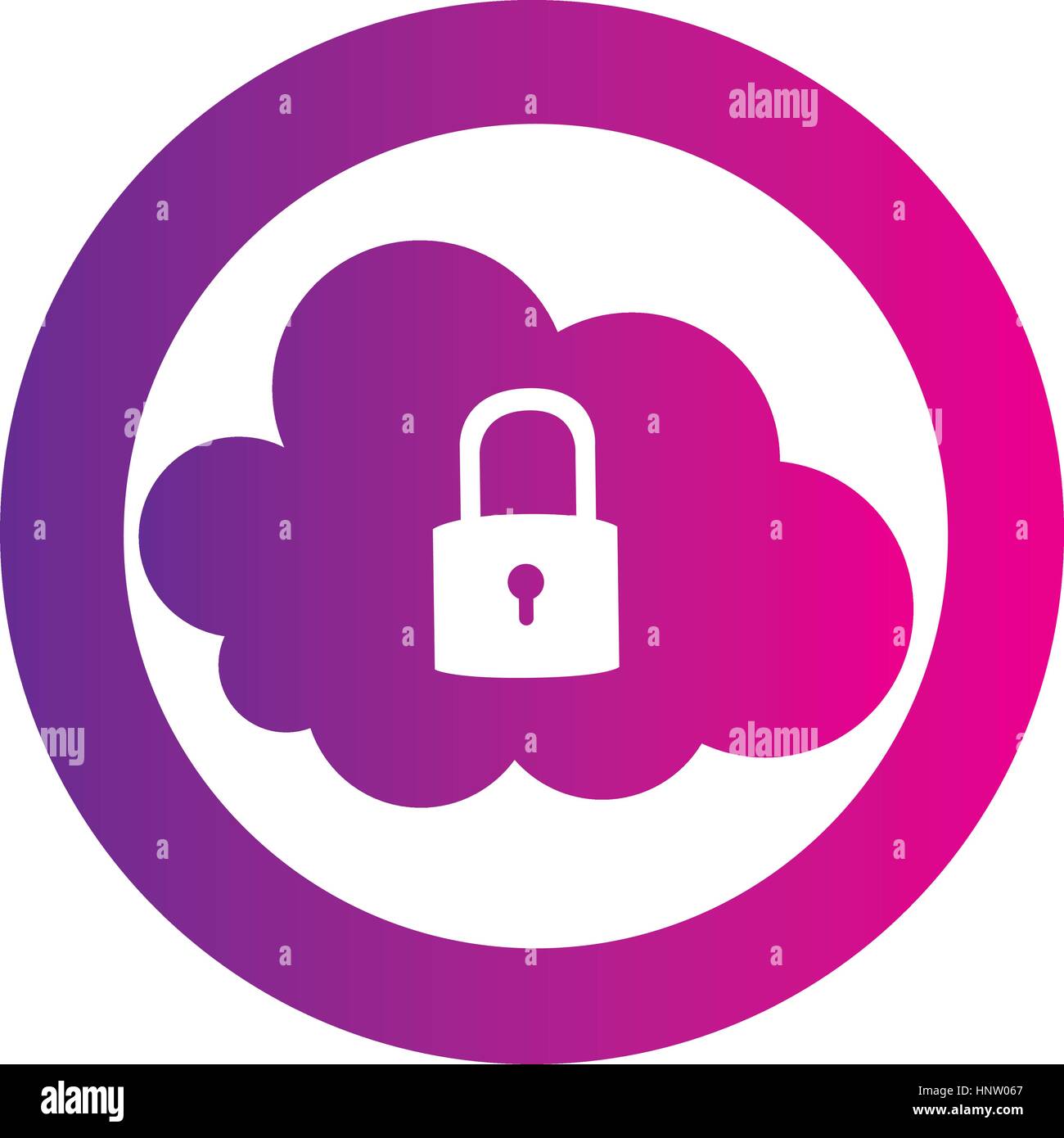 color circular emblem with secure padlock cloud service vector ...