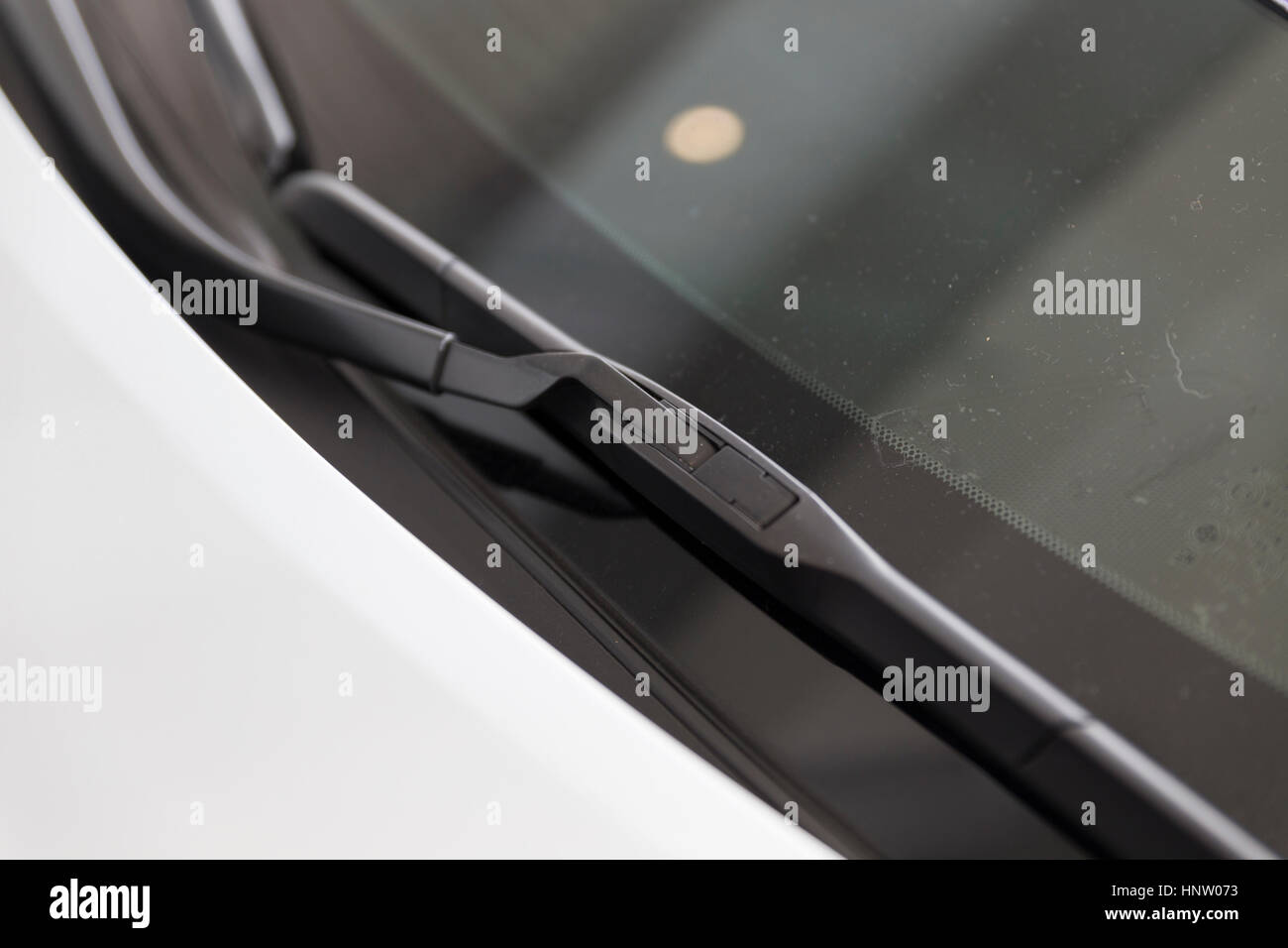 rubber wiper of new white car, selective focus Stock Photo - Alamy
