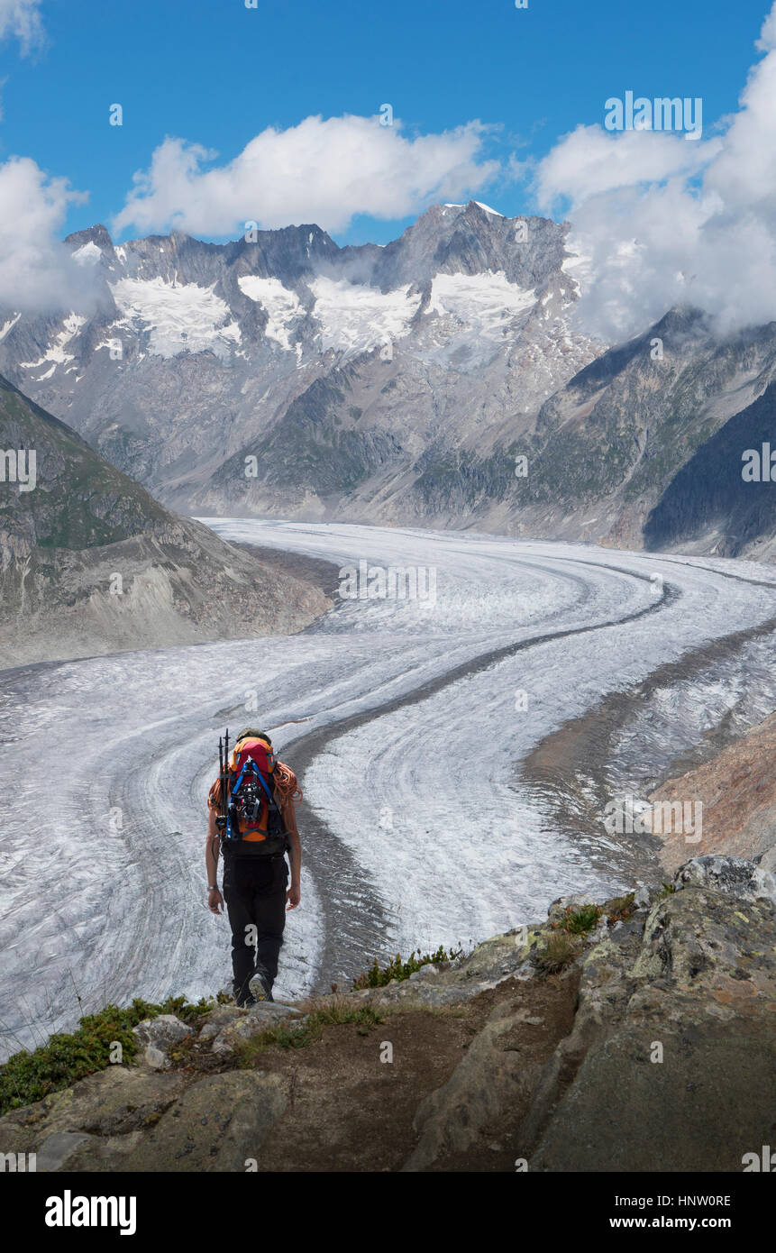 Man hiking in snowy mountains hi-res stock photography and images - Alamy