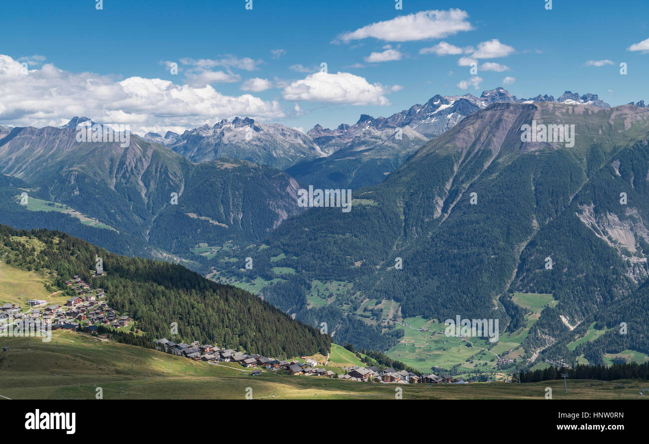 Aerial shot village in valley hi-res stock photography and images - Alamy