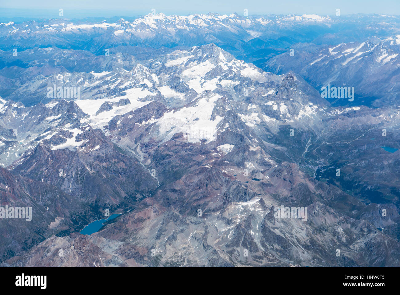 Aerial view of snowy mountain landscape Stock Photo - Alamy