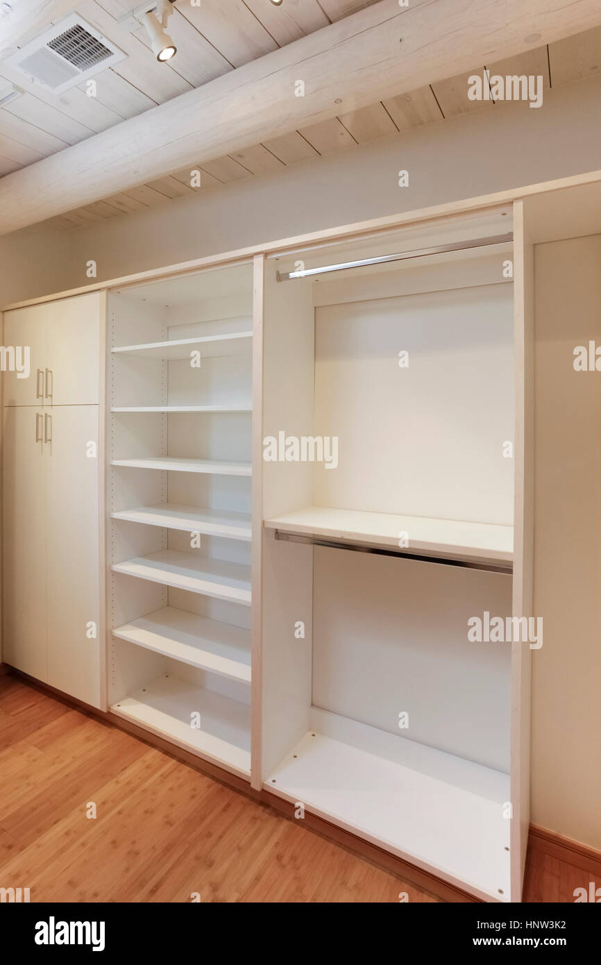 and empty shelves in walkin closet Stock Photo Alamy
