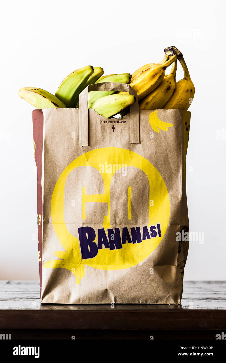 Brown paper bag of bananas Stock Photo Alamy