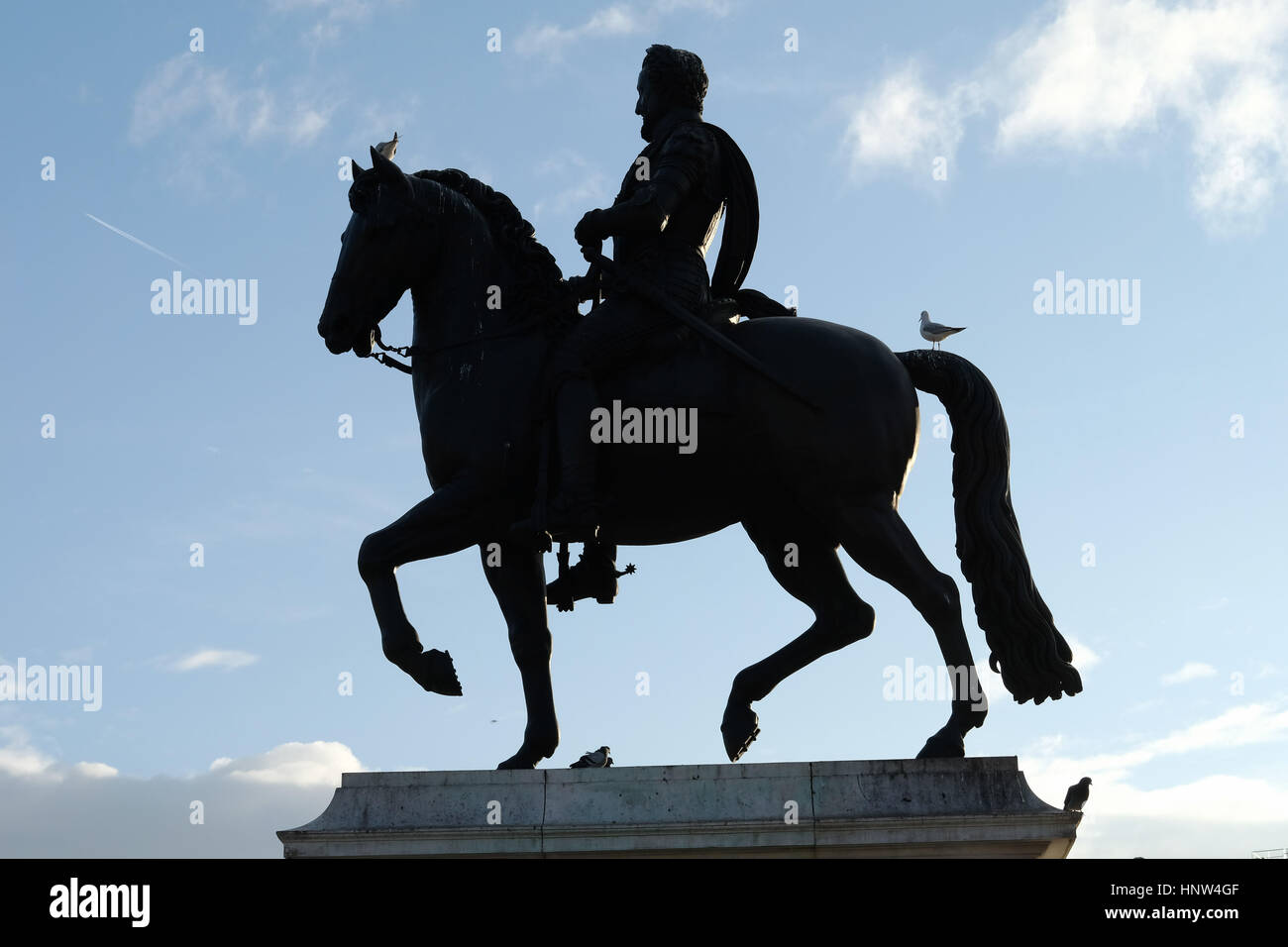 Equestrian statue of The King Henri IV Pont Neuf, Paris, France Stock Photo