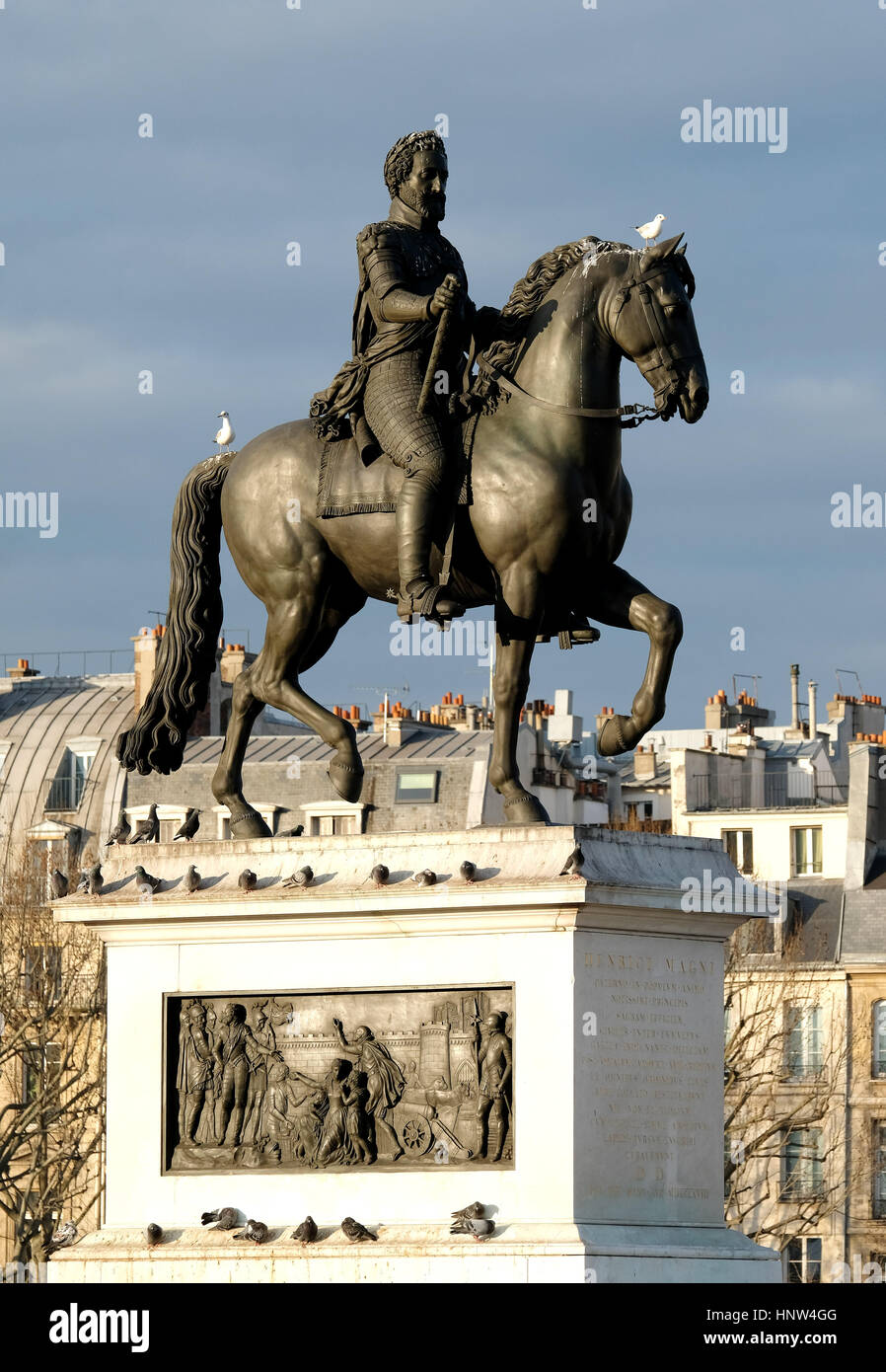 Equestrian statue of The King Henri IV Pont Neuf, Paris, France Stock Photo