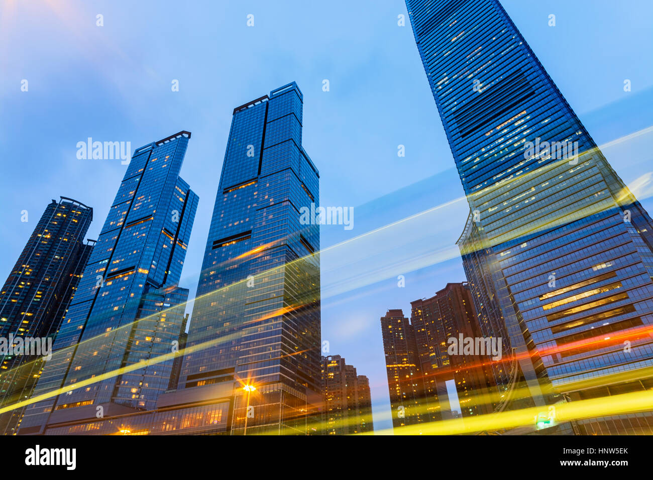 Moder Office buildings in Hong Kong at night Stock Photo - Alamy