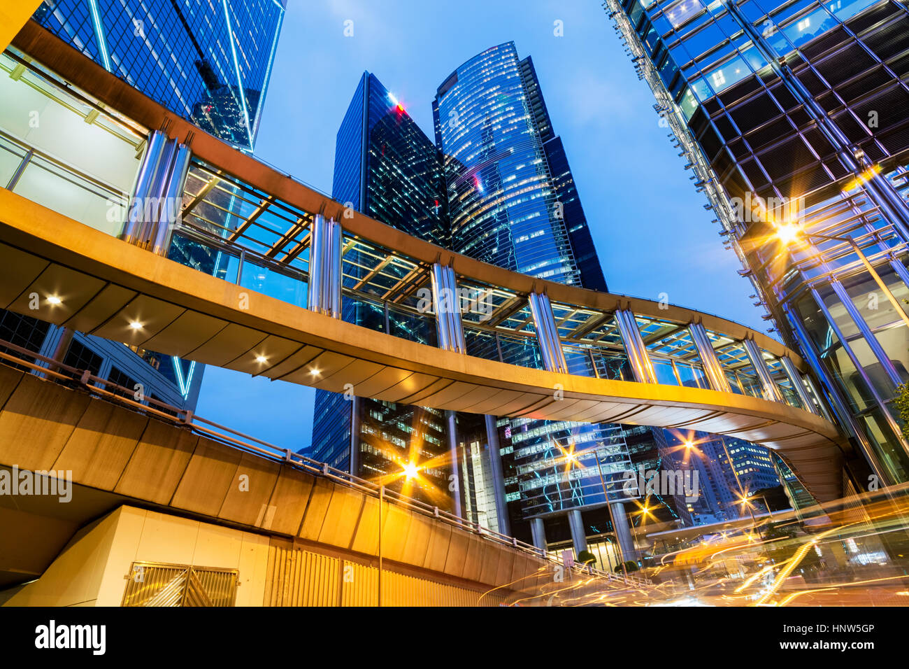 Modern Office Buildings at night in Central Hong Kong Stock Photo - Alamy