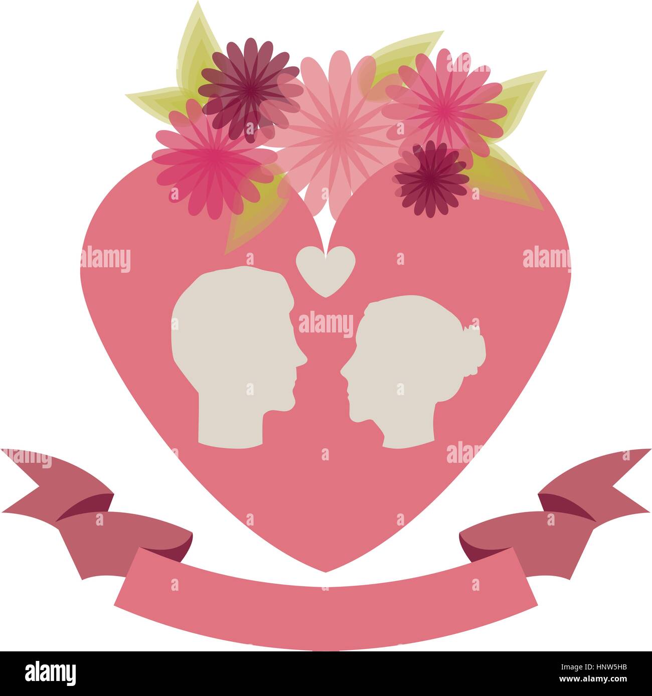 roses and flowers couple heart icon stock, vector illustration Stock ...