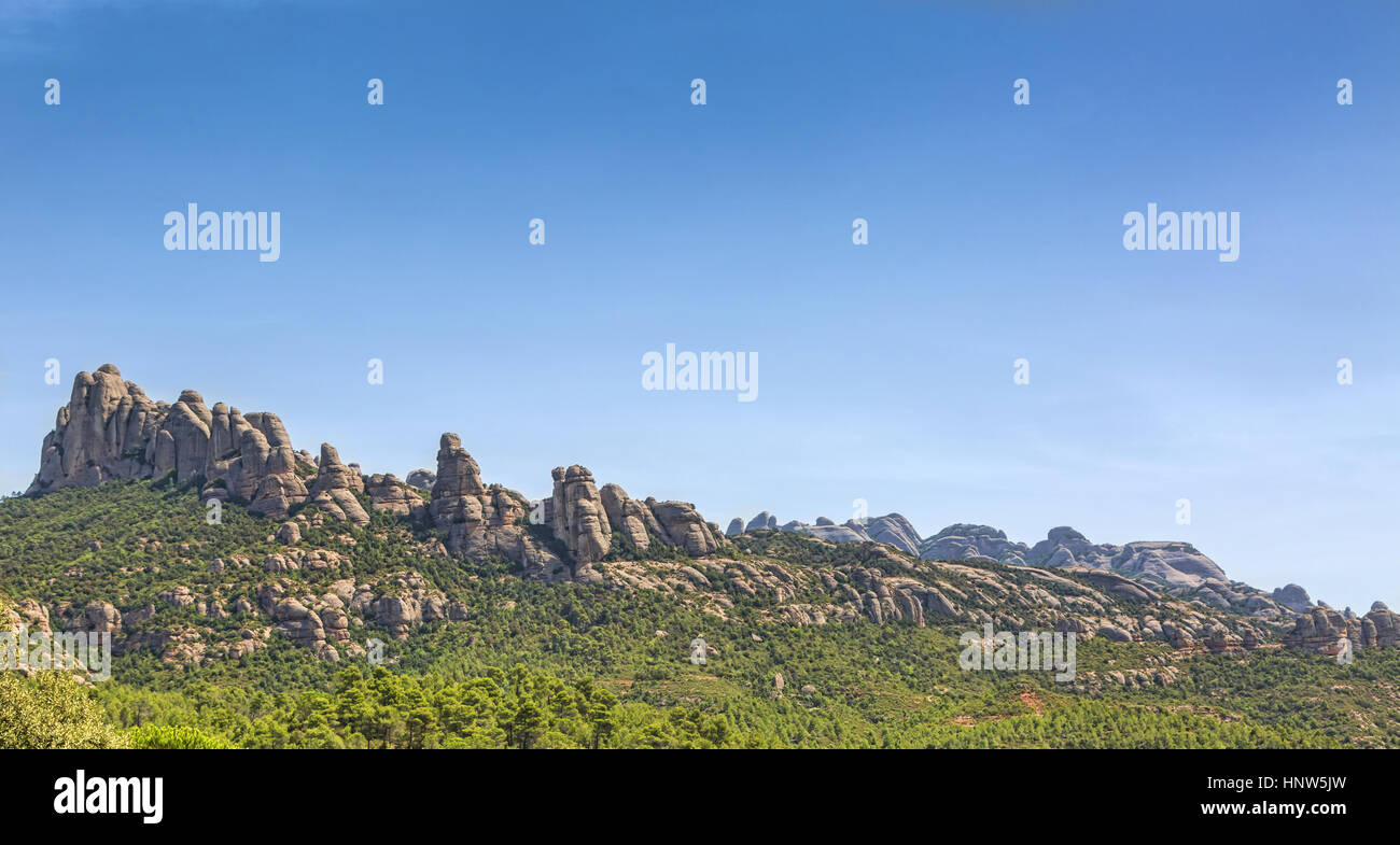 Specific rocks formation in Montserrat Mountain in Catalonia, Spain. Stock Photo