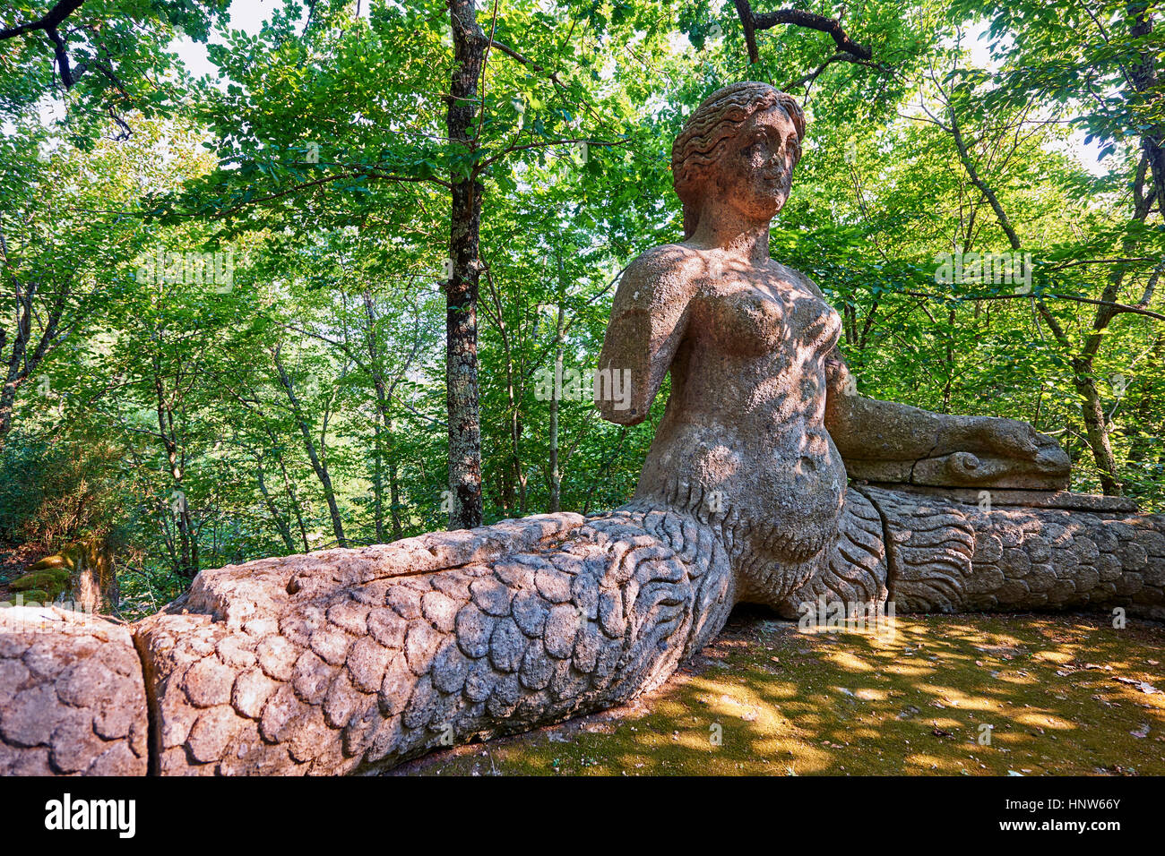 statue of Echidina, c. 1513-84, the Park of Monsters or The Sacred Wood of Bamarzo, Italy Stock Photo