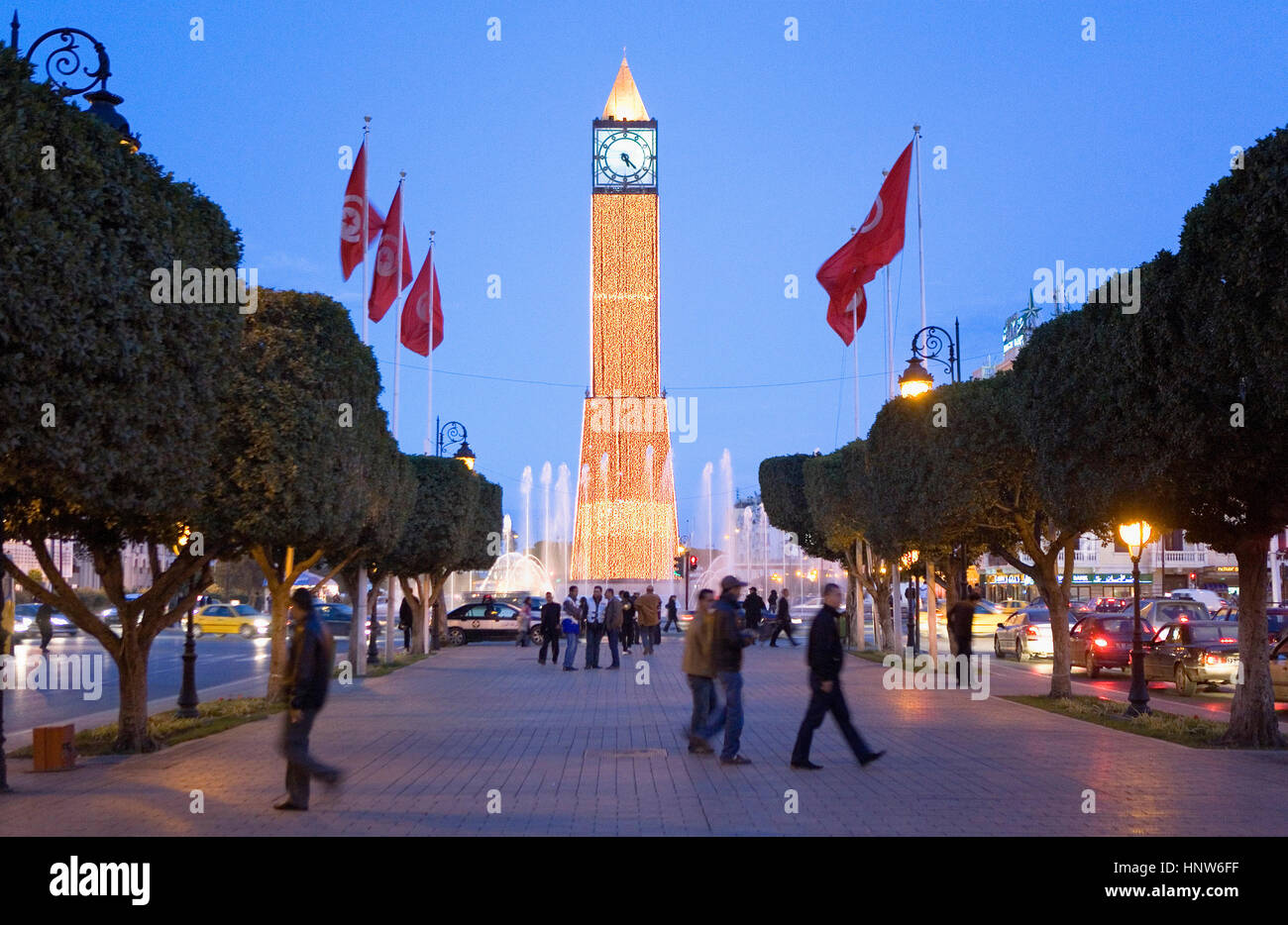 Tunisia City Of Tunis Habib Bourguiba Avenue In Background Stock Photo Alamy