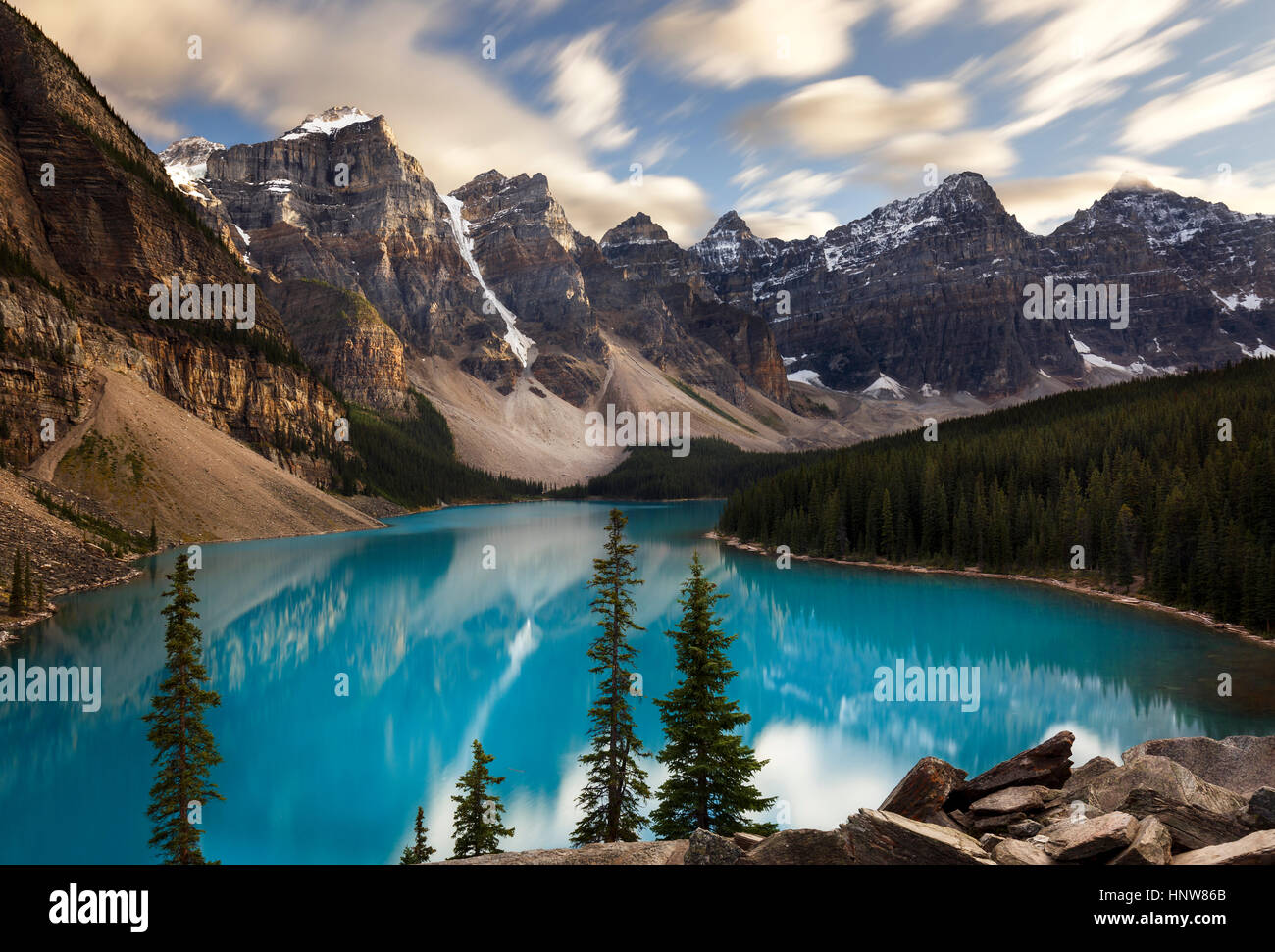 Scenic view, Moraine Lake, Banff National Park, Alberta, Canada Stock Photo