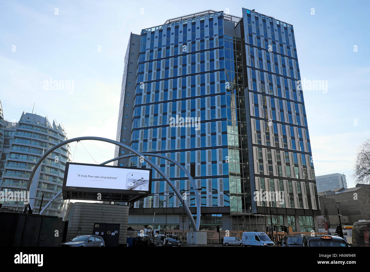 White Collar Factory new office building exterior view at Old Street Silicon Roundabout in London England Britain UK  KATHY DEWITT Stock Photo