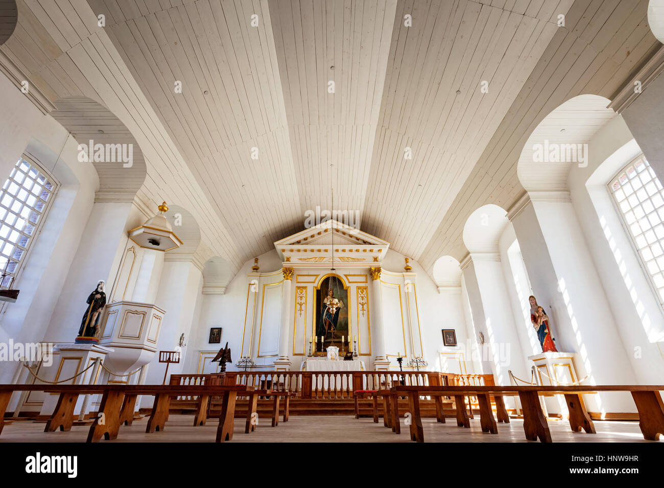 The church inside the Fortress of Louisbourg, Louisbourg National Historic Site, Nova Scotia, Canada Stock Photo
