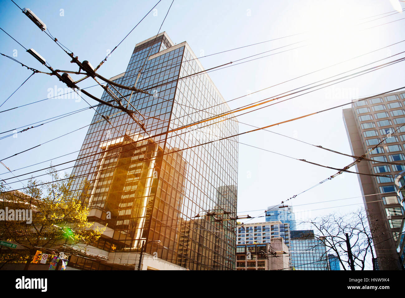 Streetcar and bus cables. Vancouver, BC, Canada Stock Photo Alamy